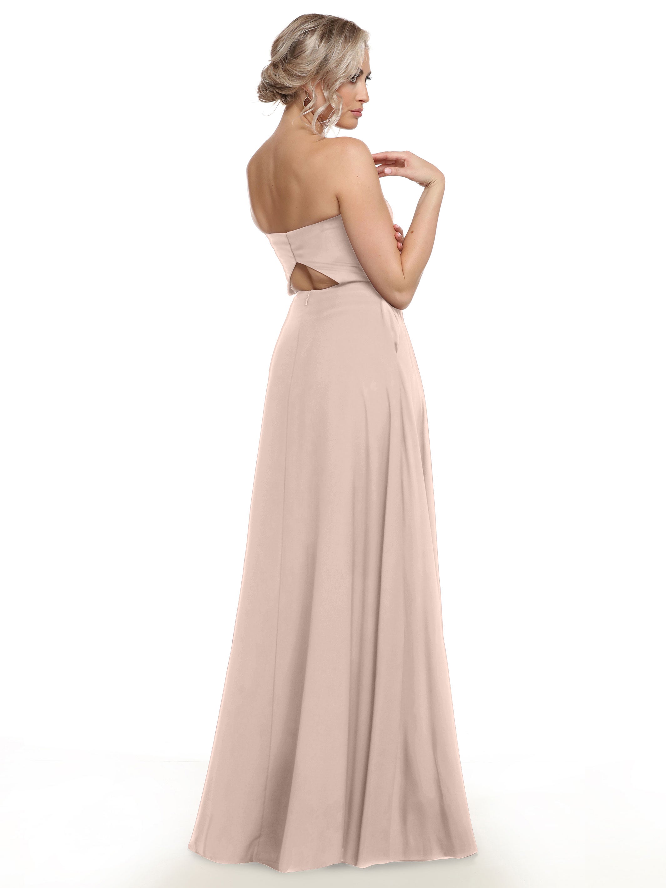 Strapless Stretch Chiffon A-Line Bridesmaid Dress with Pockets & Side Slit - Elegant Formal Wedding Party Gown for Bridesmaids, Evening Events & Special Occasions