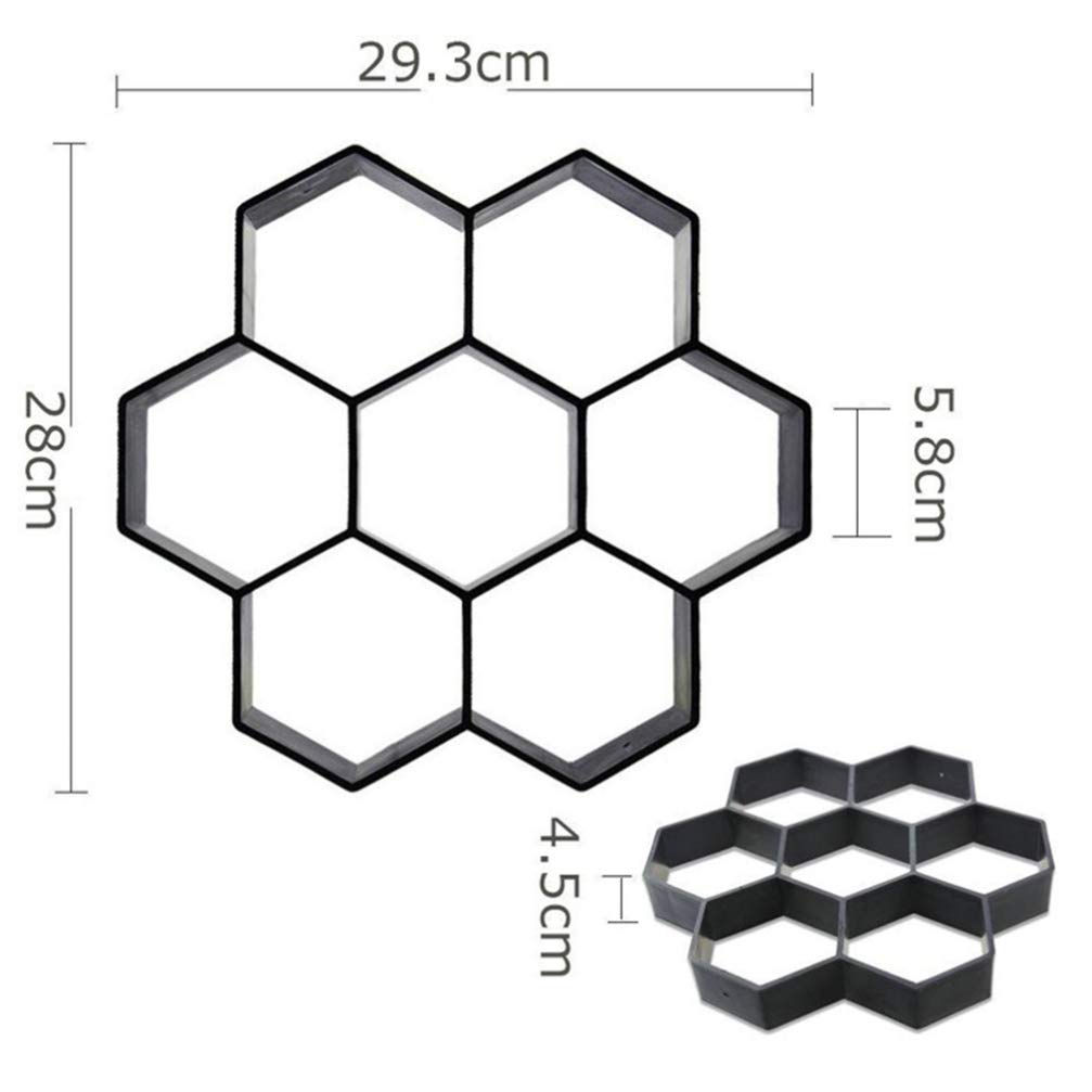 DOITOOL Reusable Hexagon Stepping Stone Mold - 29x28x4cm Black Plastic Concrete Path Maker for DIY Walkways, Garden & Patio - Perfect for Outdoor Landscaping and Decorative Pathways