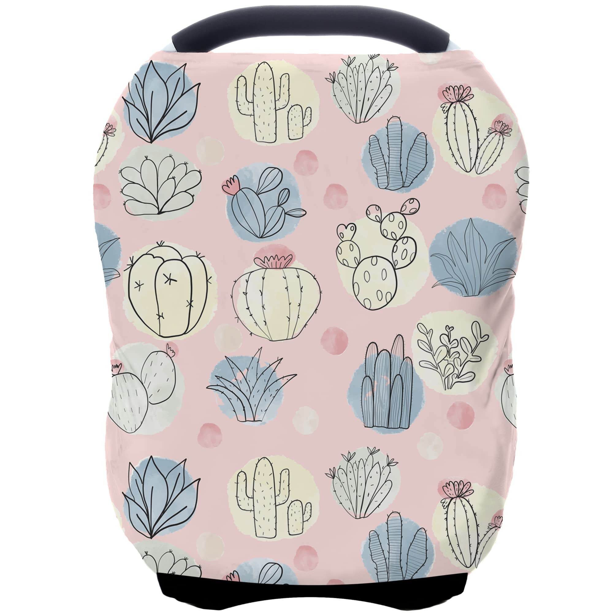 Premium Baby Car Seat Covers - Multi-Functional Nursing Canopy & Breastfeeding Cover | Perfect Baby Shower Gift for Boys & Girls (Cactus Design) | Ideal for Travel, Shopping & Outdoor Activities