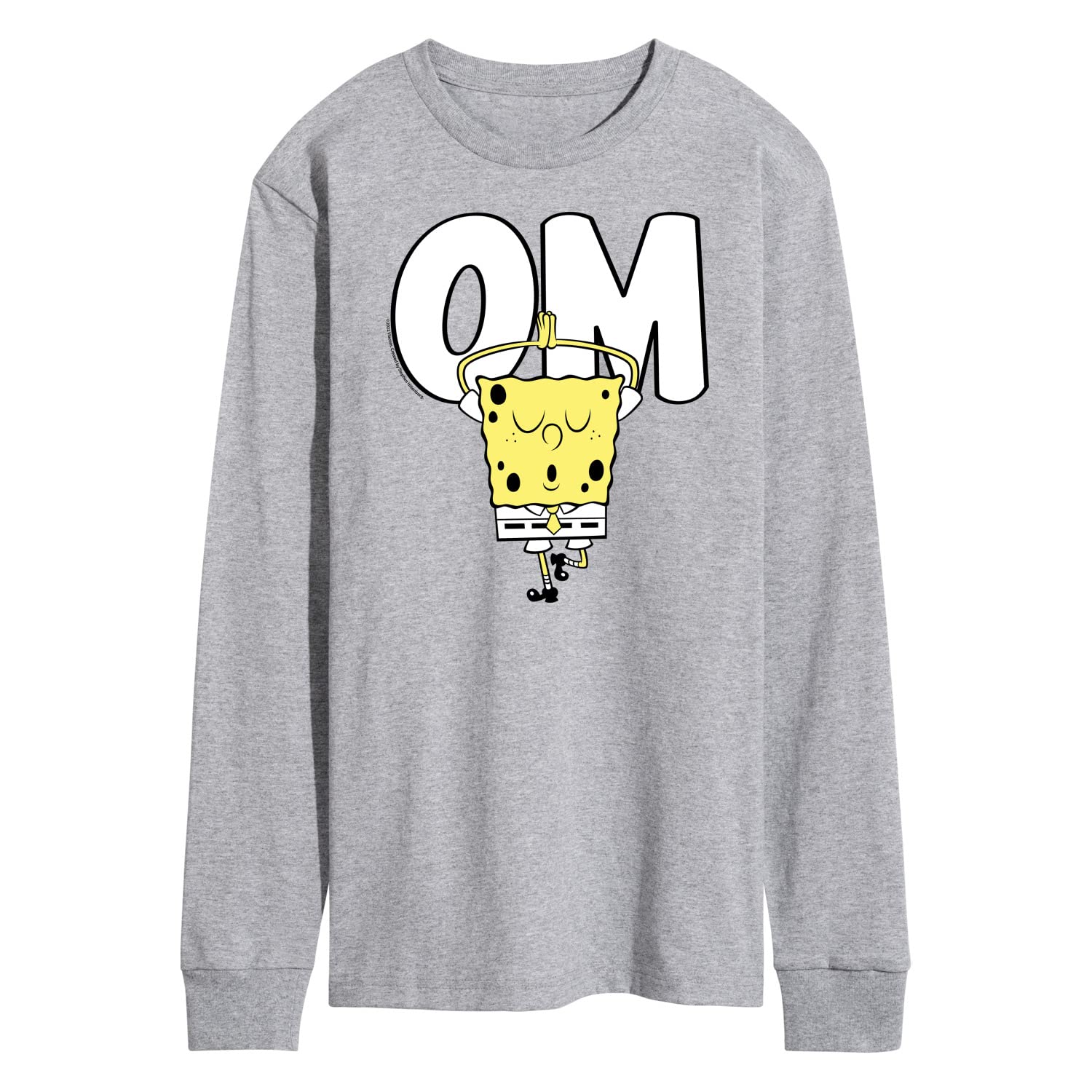 HYBRID APPAREL Spongebob Squarepants Yoga Pose Men's Long Sleeve T-Shirt - Cartoon Graphic Tee for Fans, Comfortable Cotton Shirt for Yoga, Gym & Casual Wear