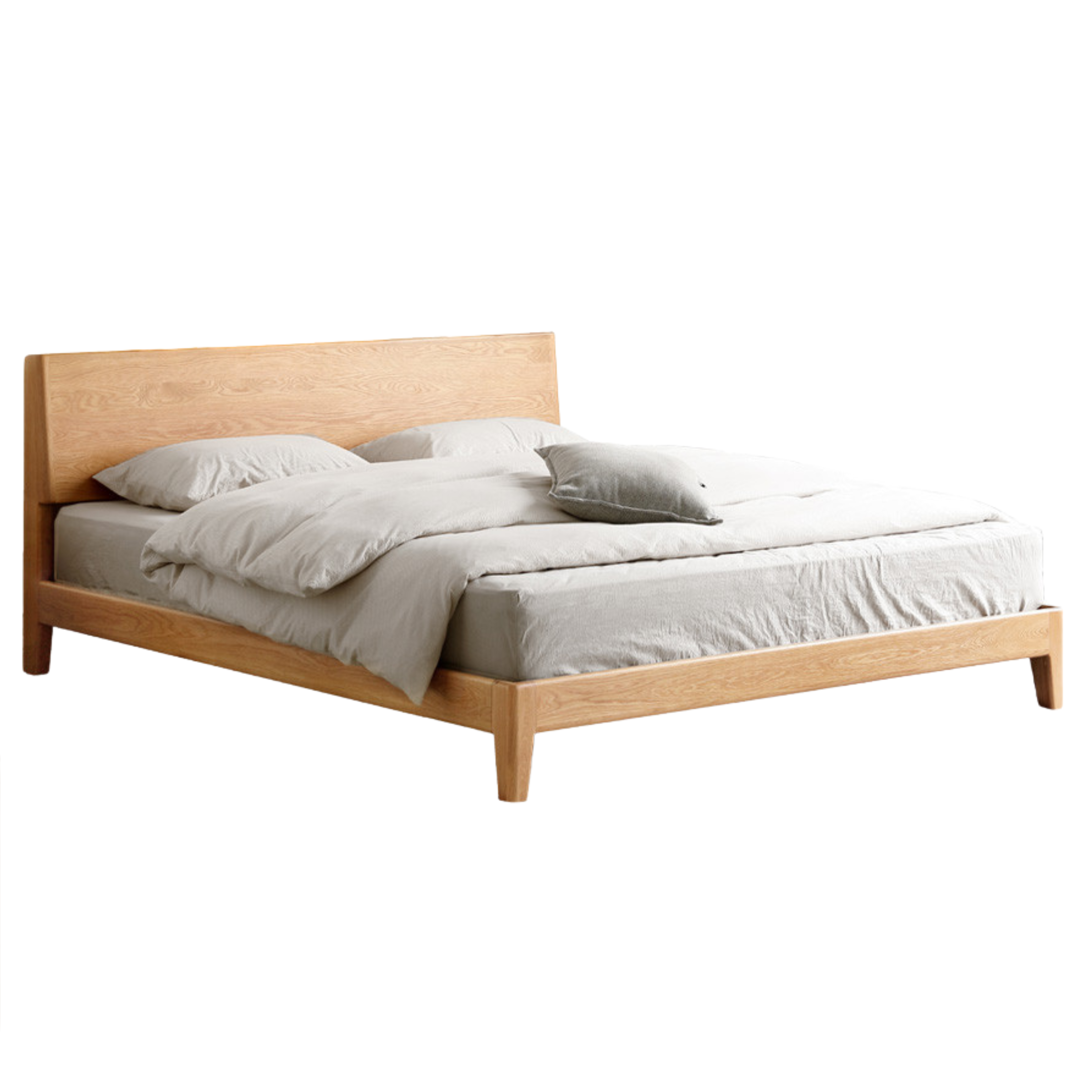 Solid Oak Wood LED Bed Frame with Built-in Lighting - Perfect for Modern Bedrooms, Guest Rooms, and Cozy Home Decor