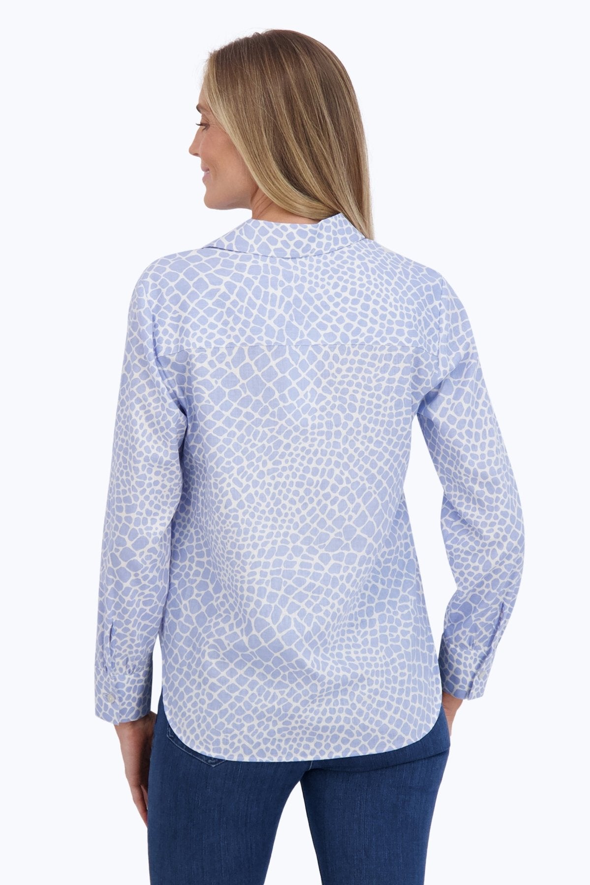 Meghan Linen Giraffe Print Long Sleeve Shirt for Women - Casual Boho Chic Top for Spring & Summer Outfits
