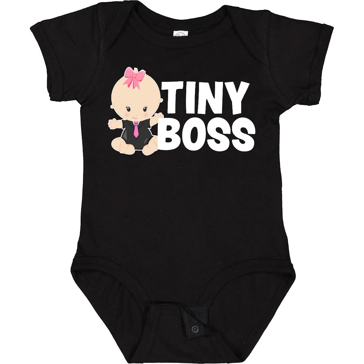 Inktastic Tiny Boss with Baby in Suit Baby Bodysuit - Cute Baby Onesie for Newborns & Infants - Perfect for Family Photos, Baby Showers & Special Occasions