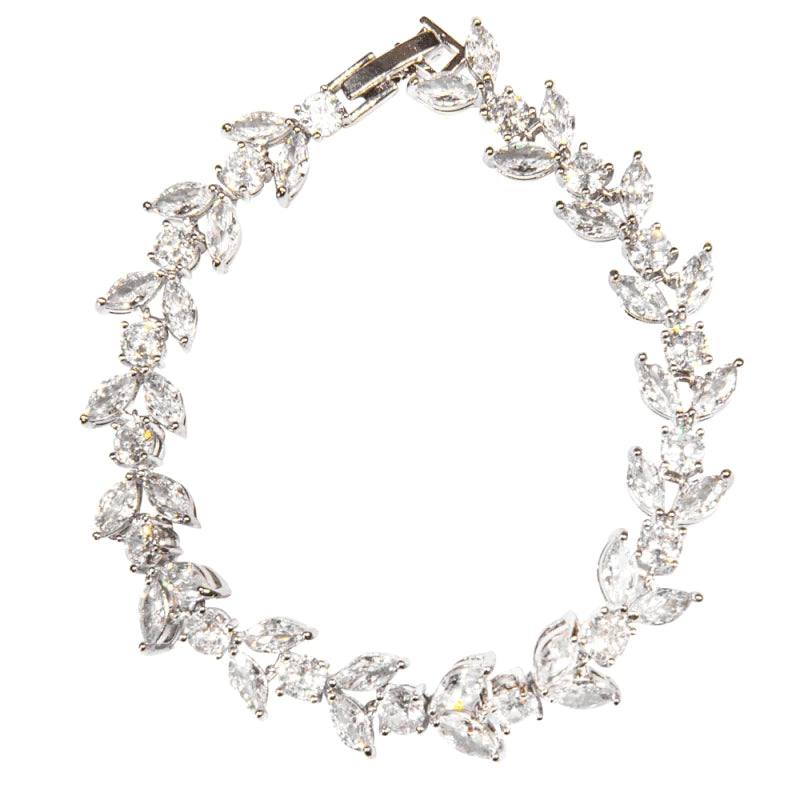 Elegant Crystal Wedding Bracelet for Women - Silver Finish Bridal Jewelry 7842 | Perfect for Bridal Showers, Weddings, and Anniversary Gifts