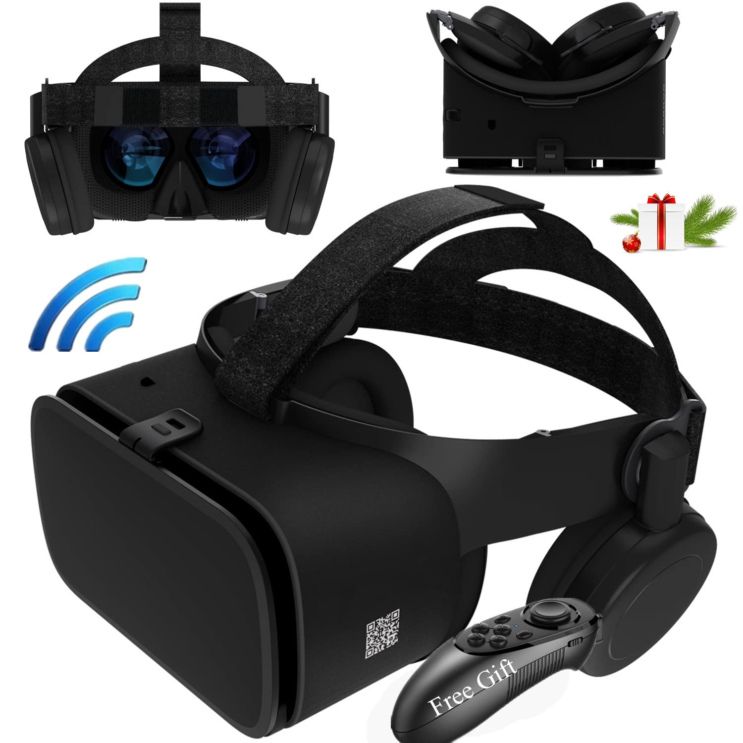 Virtual Reality Headset for iPhone & Android - 3D VR Glasses with Remote for iPhone 13/12/11/Pro/X/S/R/Max & Samsung - Compatible with PC & Smartphones - Immersive 3D Gaming & Movie Experience for Kids & Adults (Black) - Perfect for Home Entertainment & VR Gaming