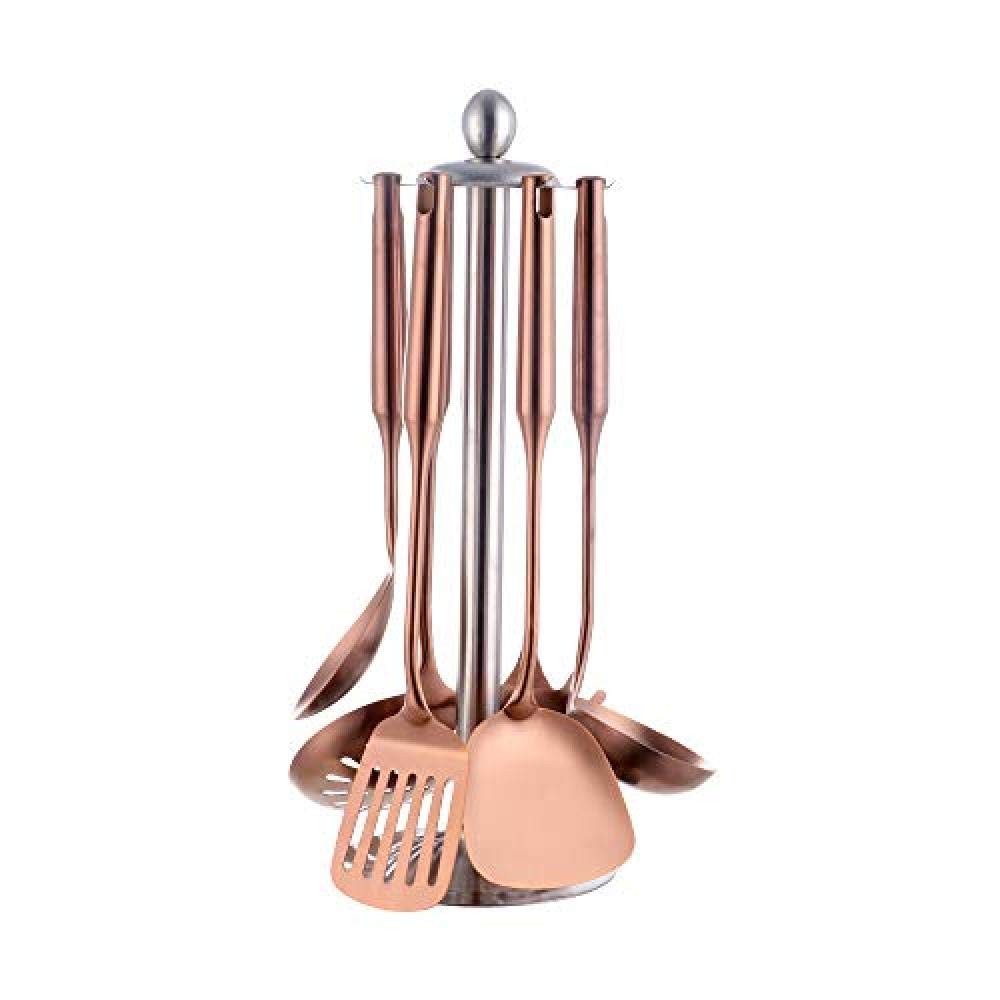Rose Gold Salad Spoon and Fork Set - 12 Inch Stainless Steel Kitchen Utensils for Cooking, Serving, and Dining - 2 Piece Spork & Spatula Combo - Perfect for Restaurants, Picnics, and Home Entertaining