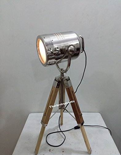 Vintage Nautical Searchlight with Tripod Stand - Rustic Table Lamp for Home Decor, Studio Lighting & Unique Gifts | Perfect for Coastal Themed Rooms, Photography Props & Vintage Collectors