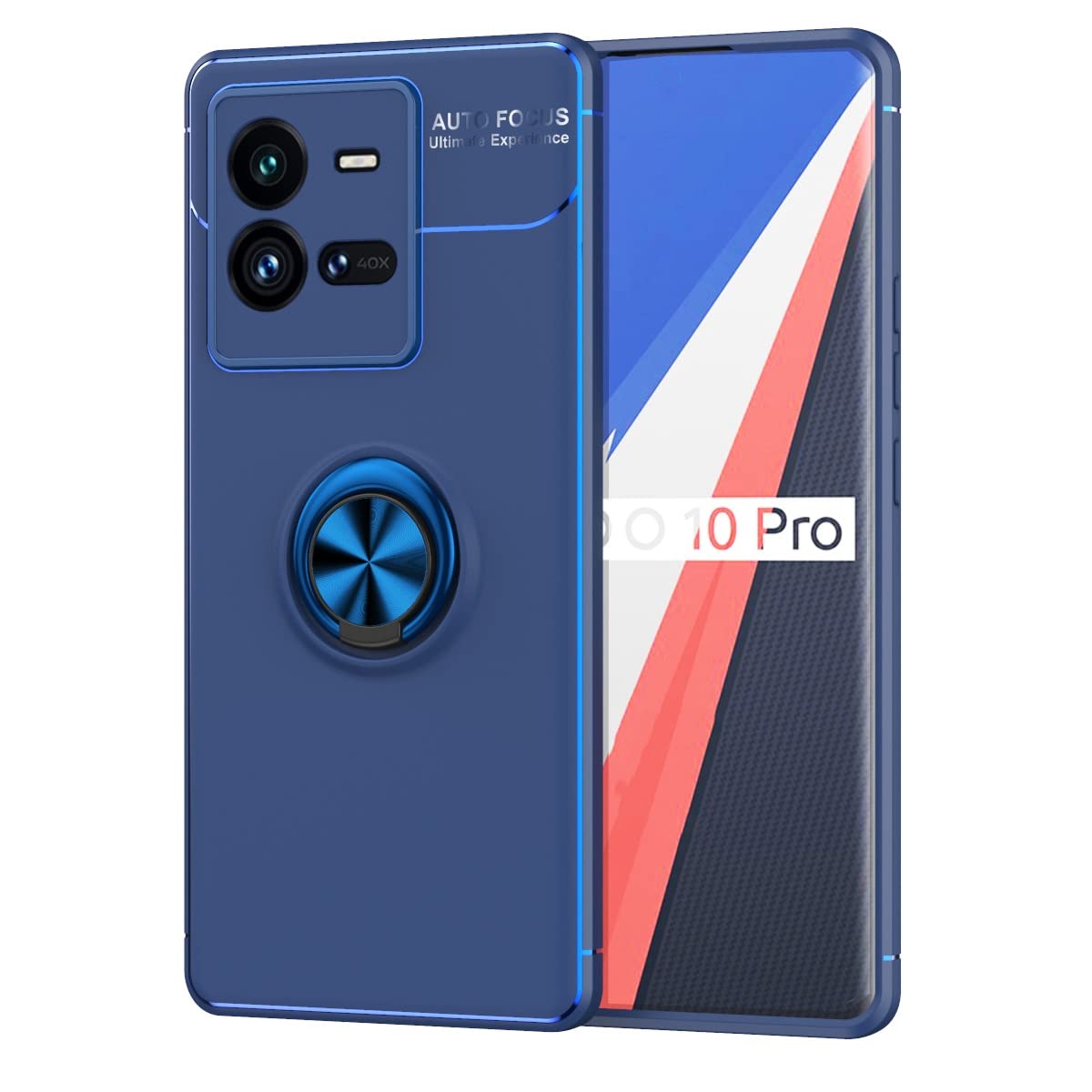 Premium Slim Shockproof TPU Case for Vivo iQOO 10 Pro - 360° Rotating Metal Magnetic Ring with Kickstand | Heat Dissipation & Anti-Fall Protection | Perfect for Work, Travel, and Outdoor Activities