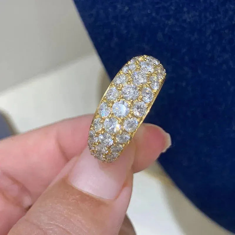 18K Solid Yellow Gold 3.0ct Real Diamond Ring for Women - Luxury Wedding Engagement Gift, Anniversary Jewelry (Au750) - Perfect for Banquets, Parties & Special Occasions