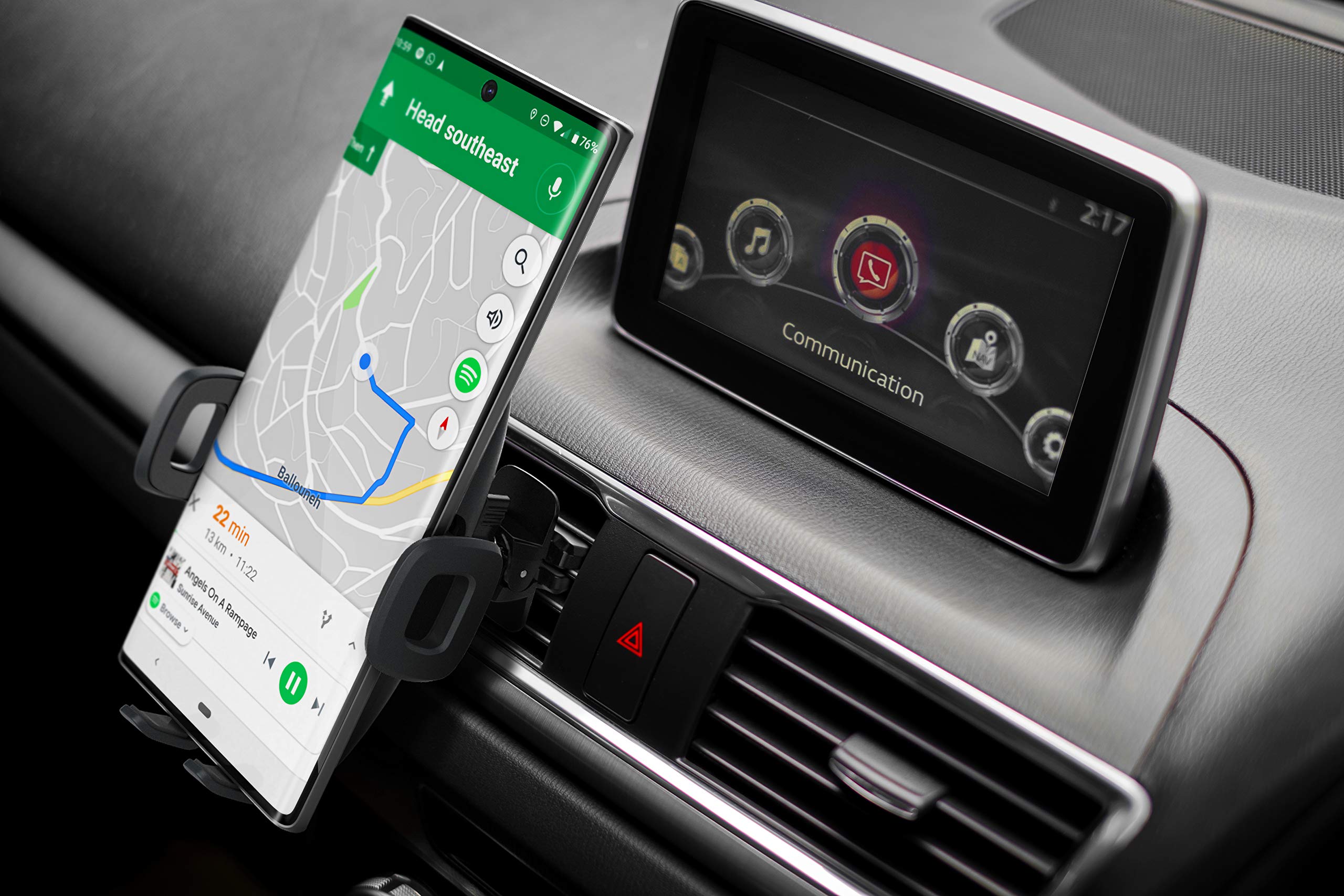 ENCASED Vent Mount Car Phone Holder - Secure Case-Friendly Grips for iPhone & Samsung (Compatible with iPhone 14/13/12, Samsung S23/S22/S21) - Perfect for Hands-Free Driving & GPS Navigation