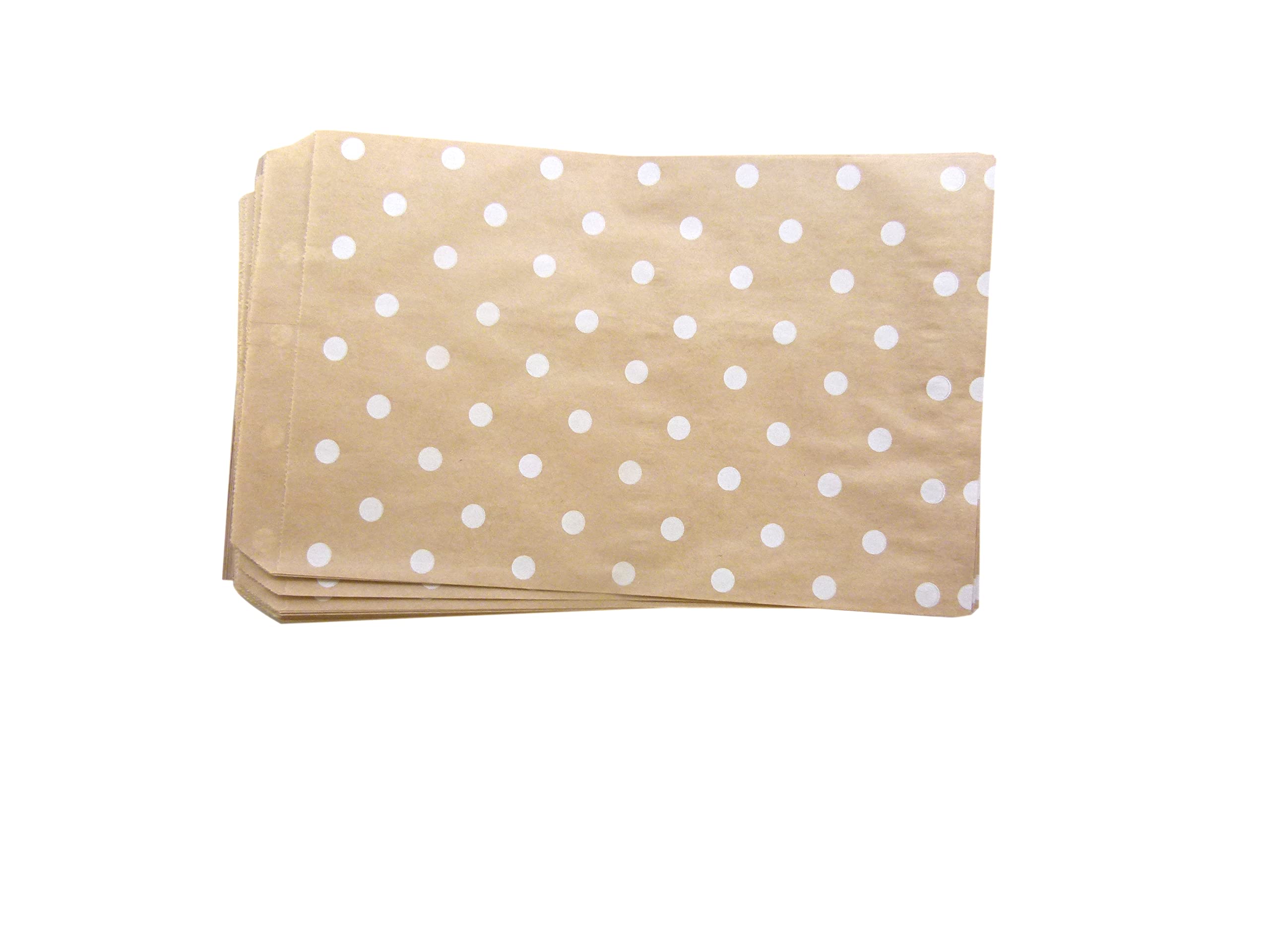 100 Pack 8.5x11 Inch White Polka Dot Brown Kraft Paper Gift Bags | Eco-Friendly Party Favor Bags for Cookies, Treats, Gifts & Retail Packaging | Perfect for Birthday Parties, Weddings, Baby Showers & Holiday Gifting