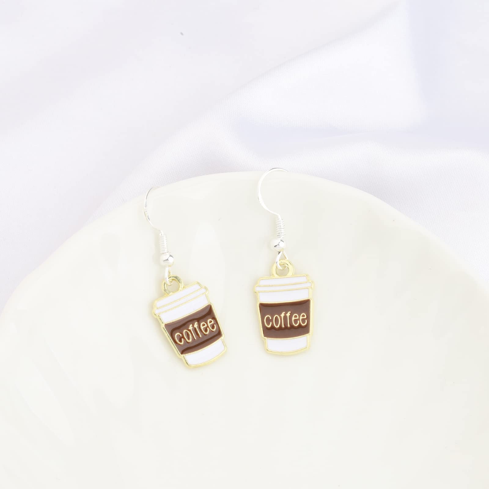 BNQL Dangle Coffee Cup Earrings for Women - Unique Coffee Lover Gifts - Handmade Jewelry for Baristas & Coffee Enthusiasts - Perfect for Birthdays, Christmas & Everyday Wear