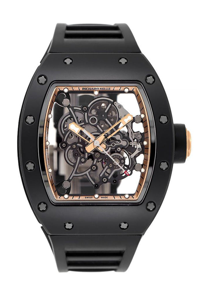 Richard Mille RM 055 Bubba Watson Titanium Asia Edition Men's Watch - Transparent Skeleton Dial, Lightweight Titanium Case - Perfect for Luxury Collectors & High-End Sports Enthusiasts