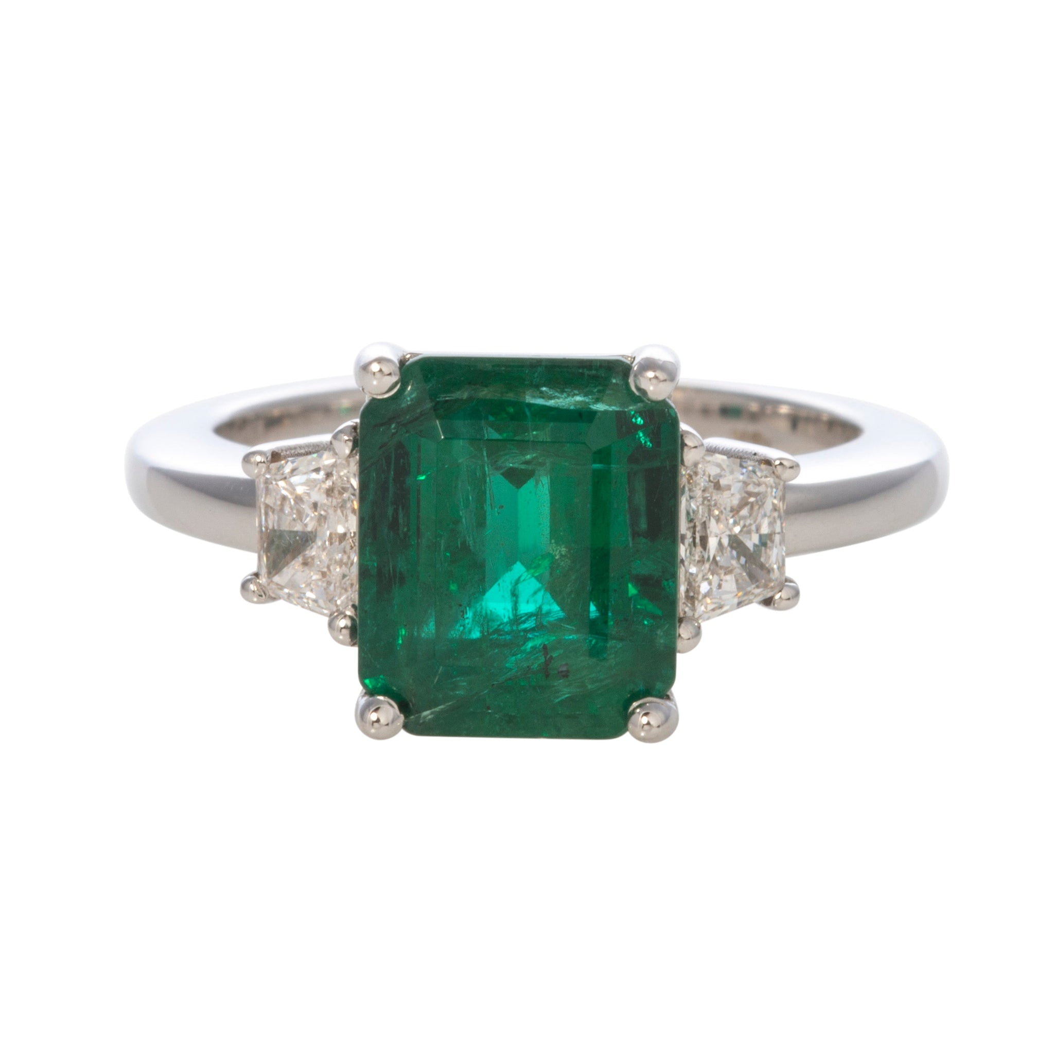 3.39ct Natural Emerald and Diamond Three Stone Engagement Ring in 18K Gold - Perfect for Wedding, Anniversary & Proposal Gifts