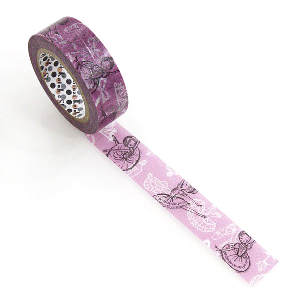 Shinzi Katoh Design Ballet Step Turn 2 Washi Tape - Decorative Japanese Paper Tape for Scrapbooking, Journaling, DIY Crafts & Gift Wrapping