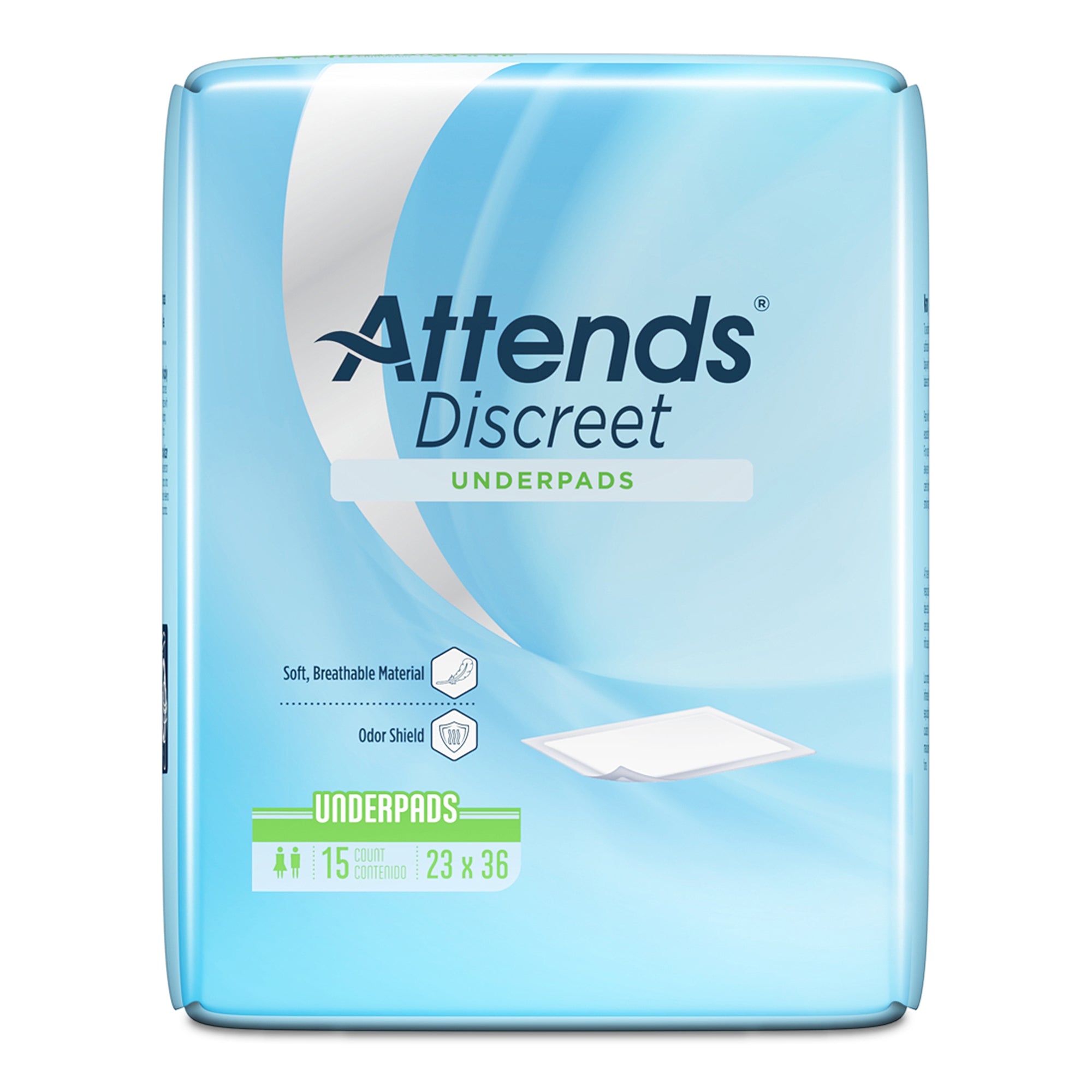 Attends Disposable Underpads 23x36 Inches - Super Absorbent Bed Pads for Incontinence, Postpartum & Pet Care - Waterproof & Leak-Proof Protection for Beds, Chairs & Floors
