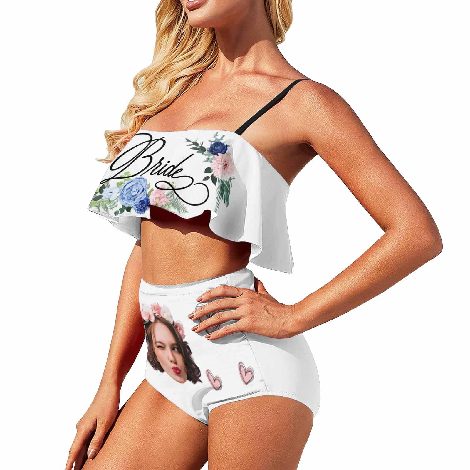 Custom Face Print Swimsuit for Bride & Bridesmaids - Personalized Bachelorette Party Bathing Suit - Women's Bikini for Beach, Pool & Vacation