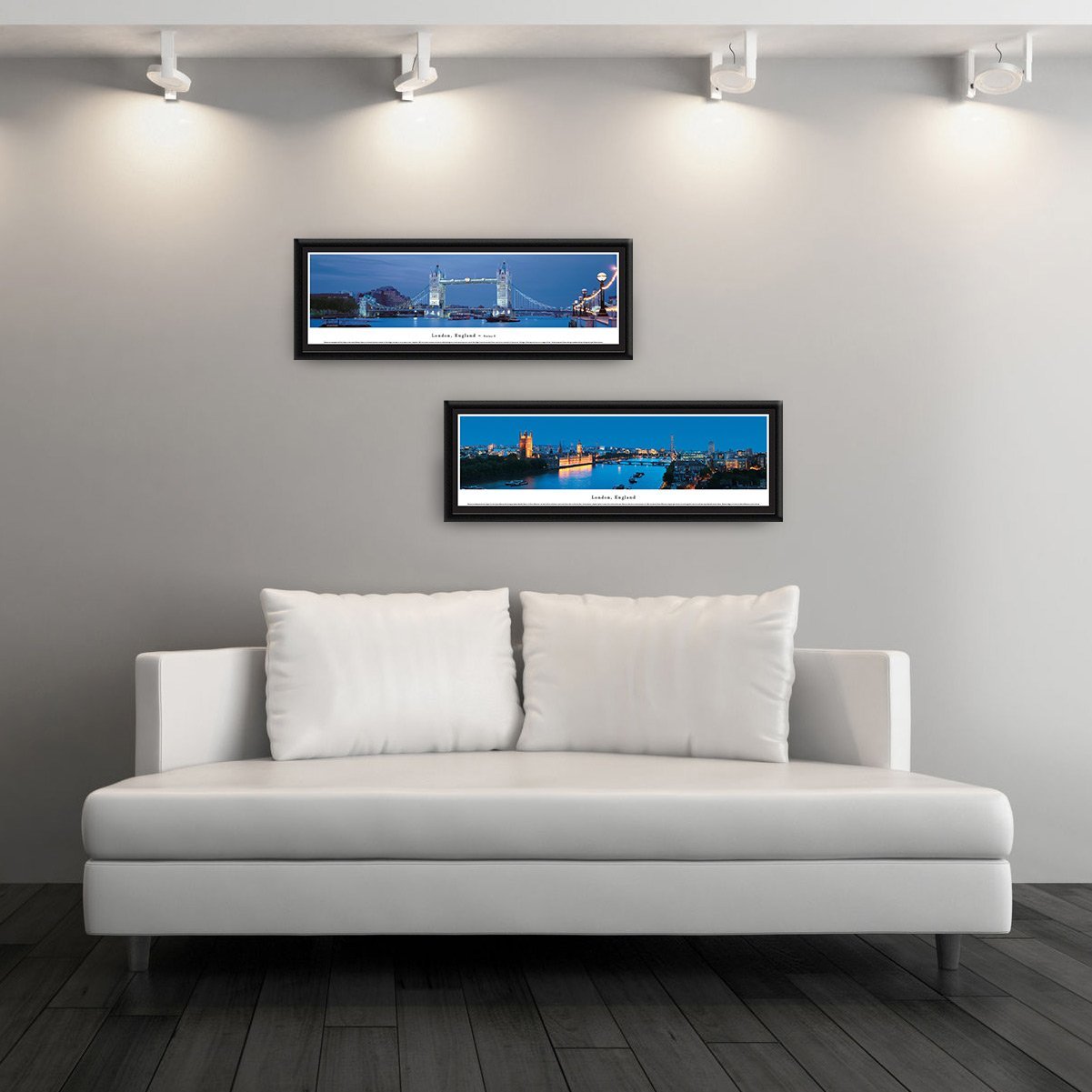 Blakeway Worldwide Panoramas London England Thames at Twilight Skyline Poster - Premium Framed Wall Art with Single Mat - Perfect for Living Room, Office & Home Decor