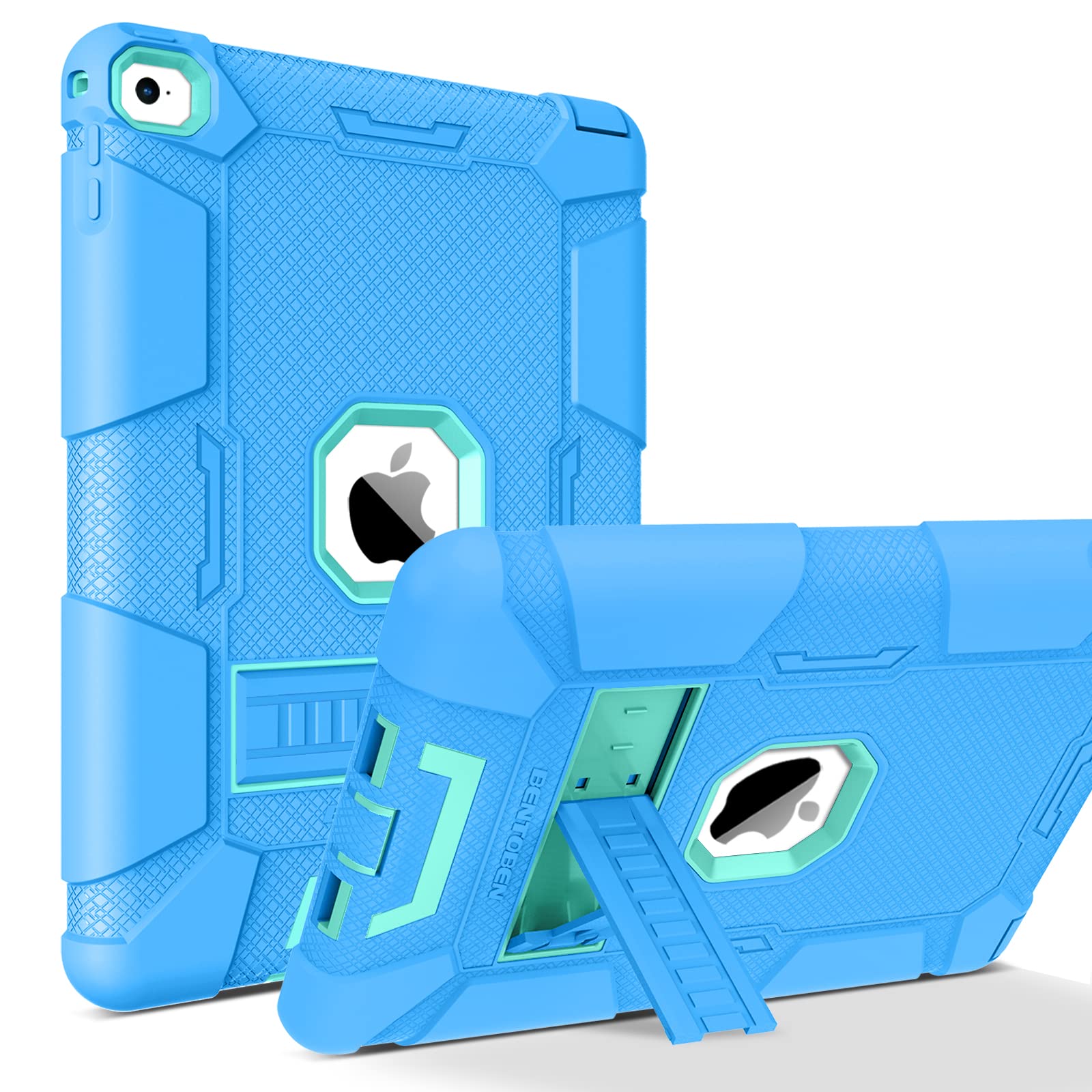 BENTOBEN iPad Air 2 Case - Hybrid Shockproof Protective Cover with Kickstand | Triple-Layer Rugged Drop Proof Design for iPad Air 2 with Retina Display | Perfect for Travel, Work & Outdoor Use | Blue/Mint Color