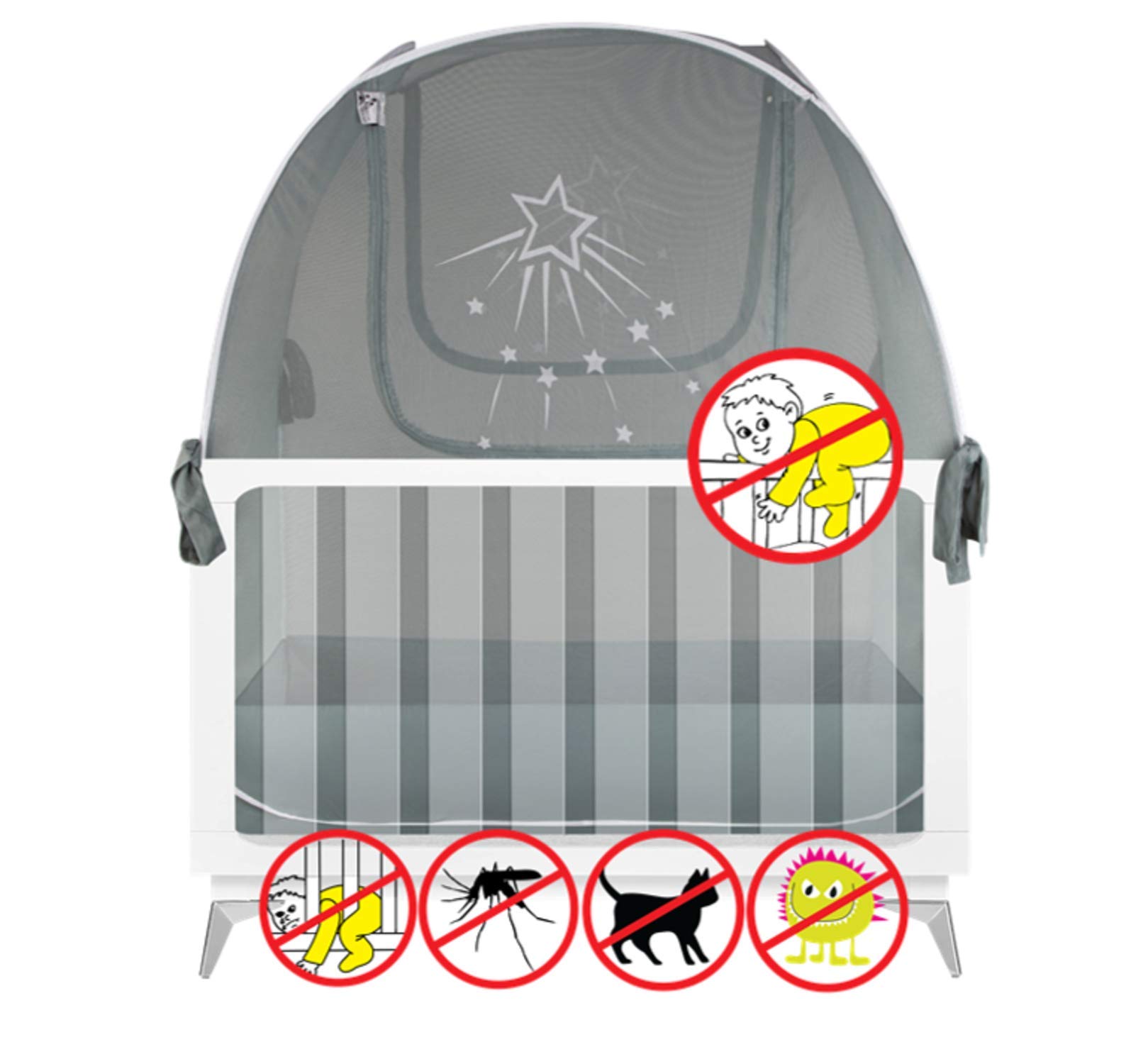 Aussie Cot Net - Baby Crib Tent with Mosquito Protection | Safe & Secure Toddler Proof Crib Netting to Prevent Climbing Out | Perfect for Nursery, Daycare & Travel Use