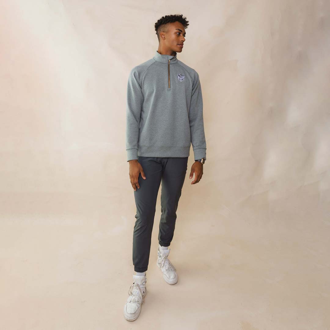 BYU Men's Oxford Zip Up Hoodie - Heather Grey | Casual & Comfortable Pullover for College, Streetwear & Everyday Wear