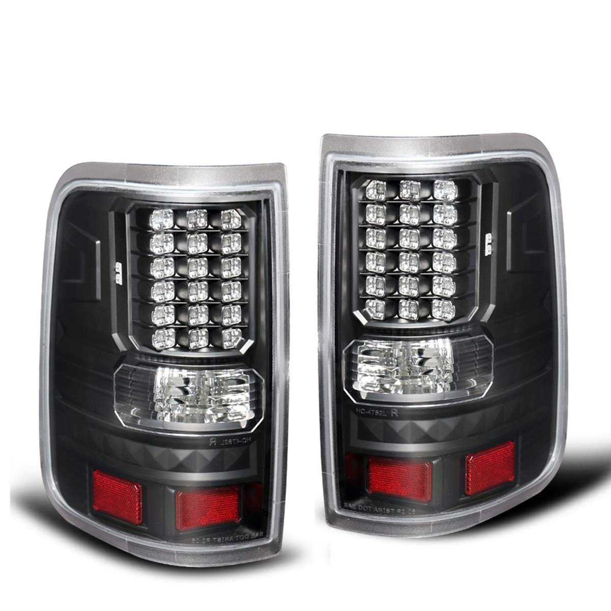 Replacement LED Tail Lights for 2004-2008 Ford F150 Style Side - Black Housing with Clear Lens | Upgrade for Better Visibility & Style
