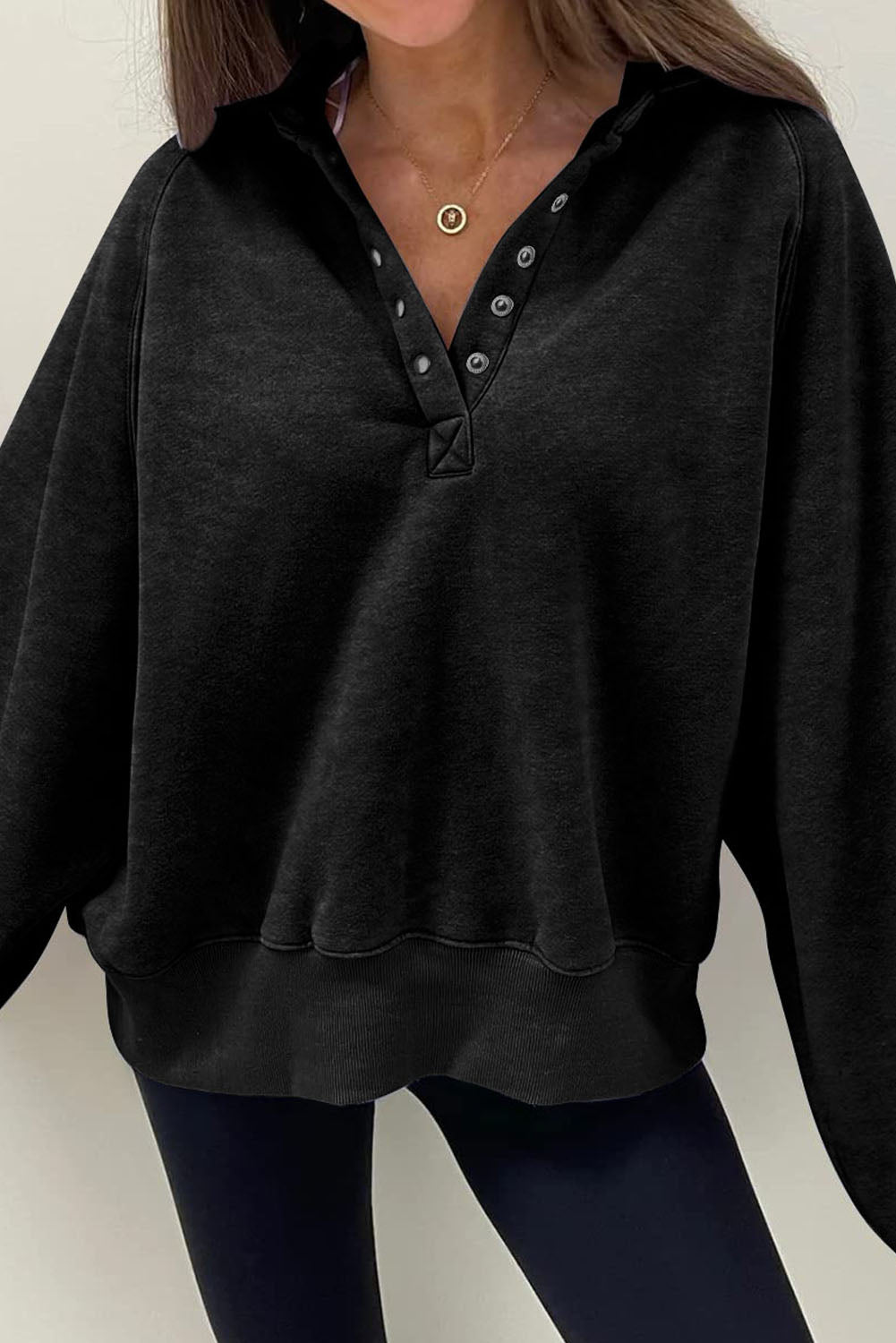 Half Snap Long Sleeve Sweatshirt for Men & Women | Comfortable Pullover with Button Front | Perfect for Casual Wear, Workout & Outdoor Activities