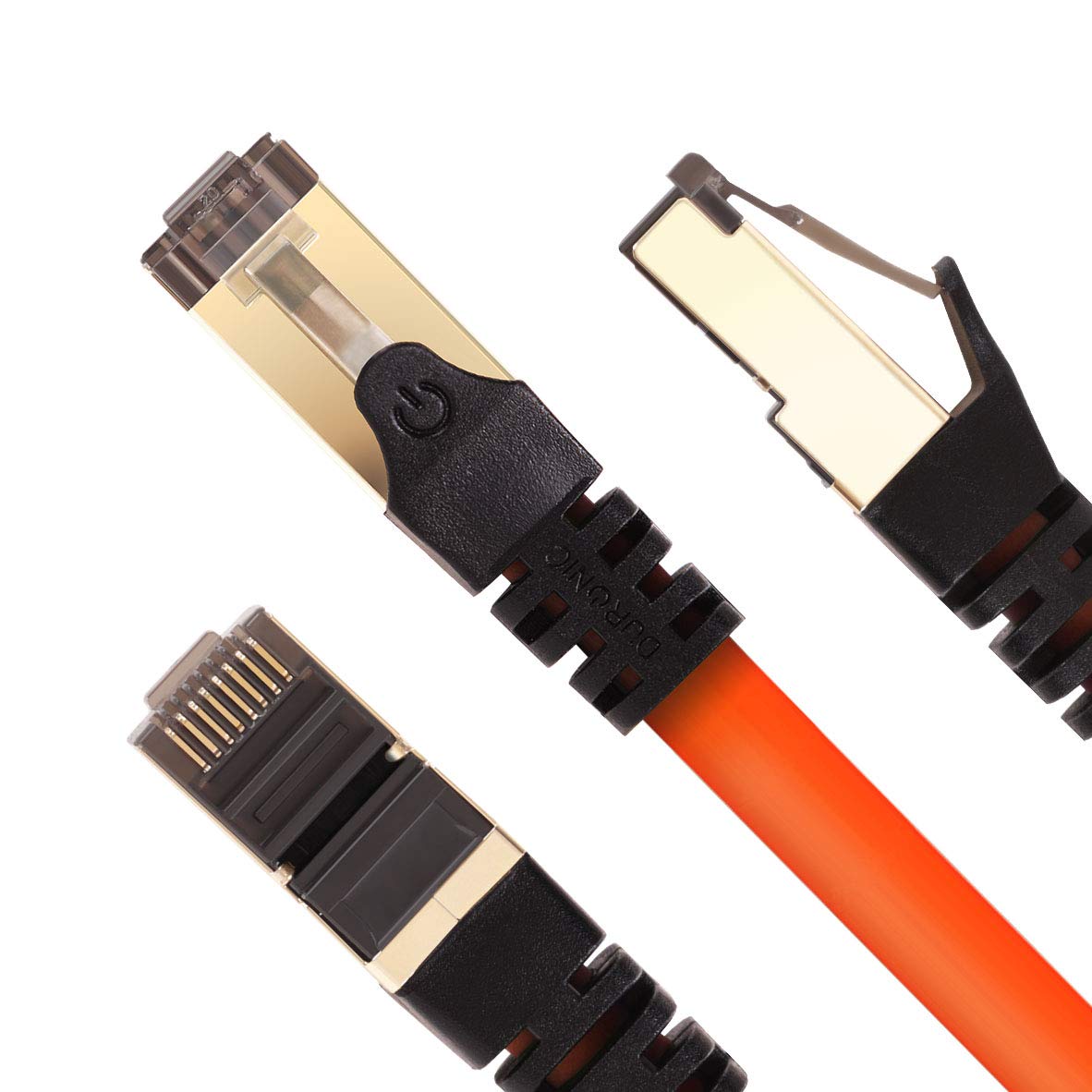 Duronic CAT8 Ethernet Cable 1.5M (5ft) - High Speed 40Gbps, 2000MHz Shielded Network Cable with Snagless RJ45 Connector - Ideal for Gaming, Streaming & Office Networking (Orange)