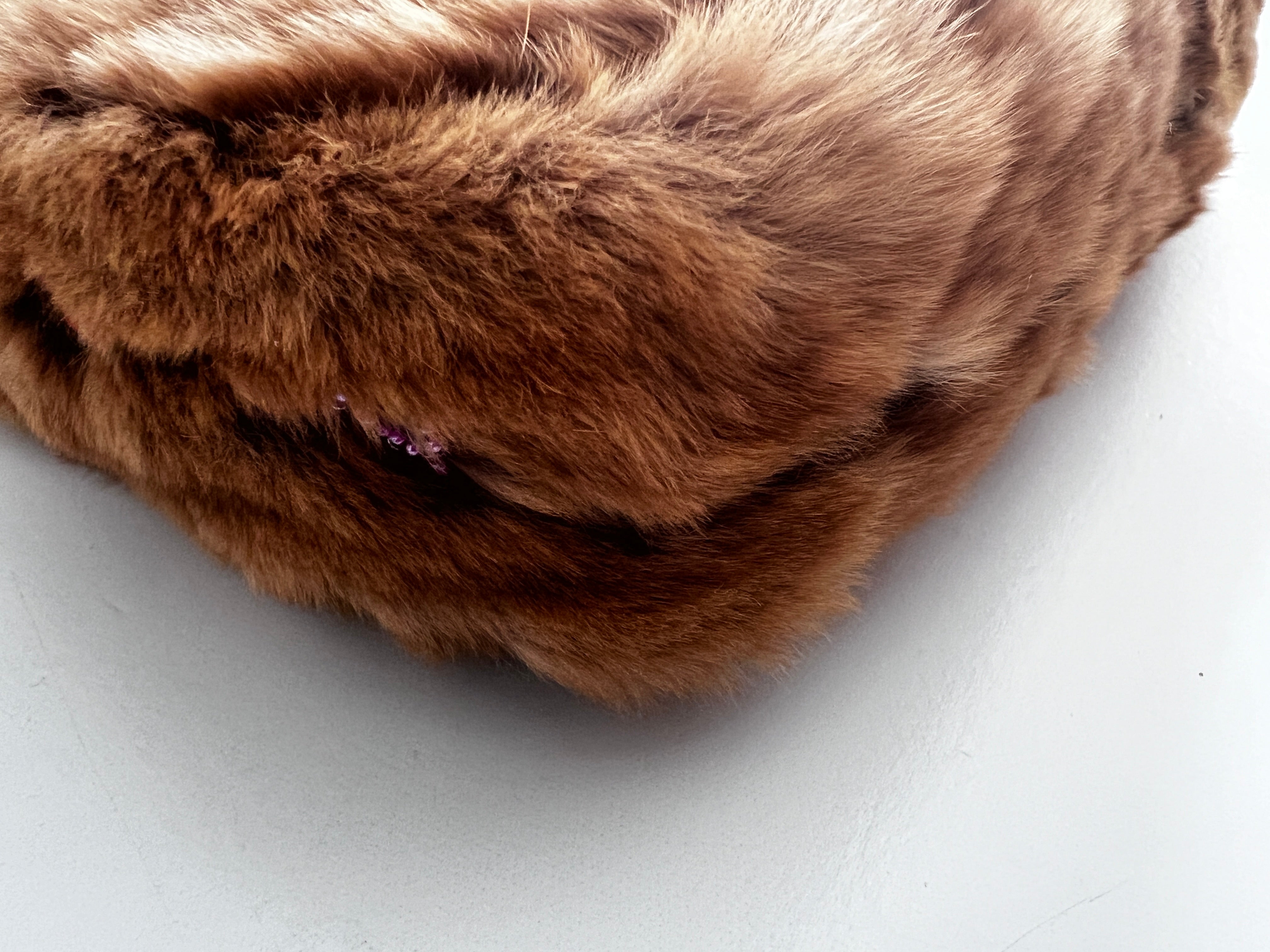 Vintage Fendi Caramel Rabbit Fur Beaded Baguette Bag - Luxury Designer Handbag for Women, Perfect for Evening Parties & Special Occasions