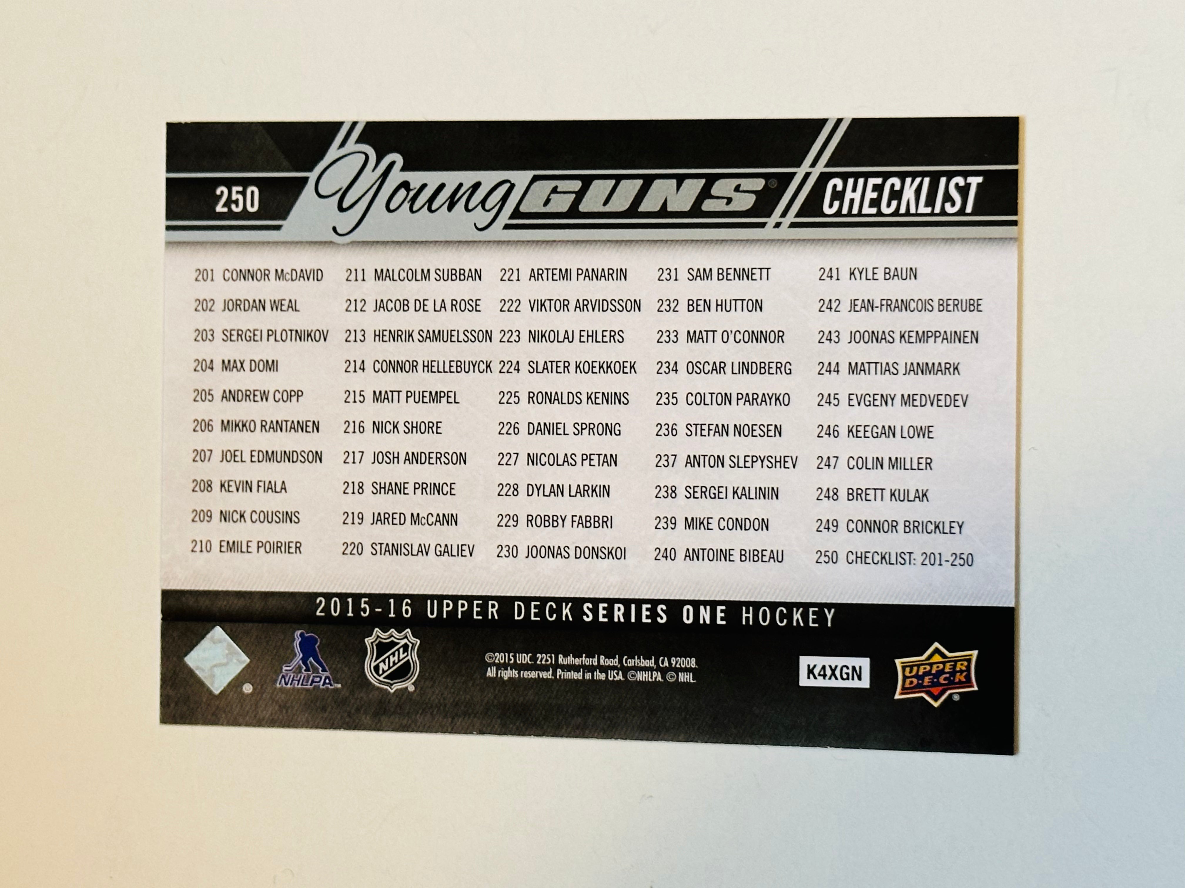 2015 Upper Deck Connor McDavid Rookie Hockey Card Checklist - Collectible for NHL Fans & Sports Memorabilia Enthusiasts