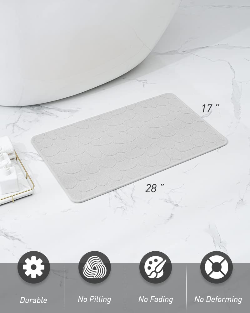 COCOER Non-Slip Bath Mat - Super Absorbent Washable Thin Bathroom Rug with Rubber Backing, 17