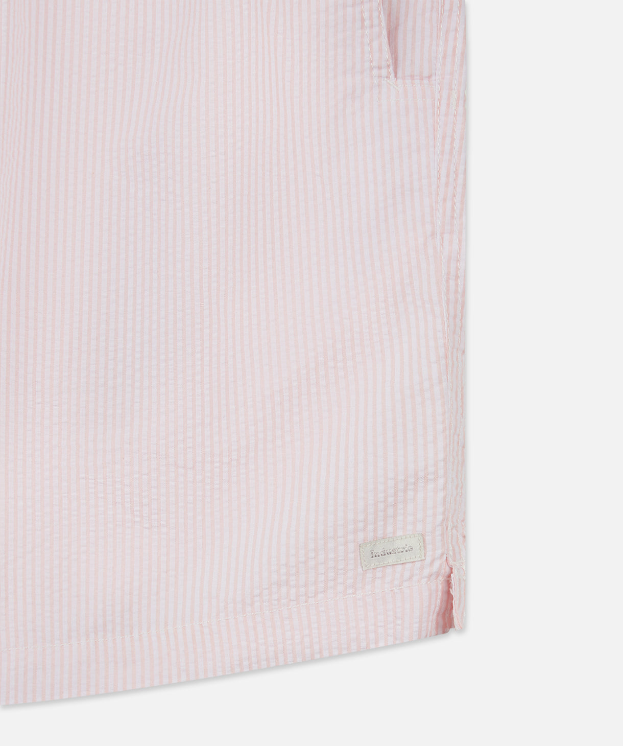 Platios Men's Quick-Dry Swim Shorts - Pink & White Striped Beachwear for Swimming, Surfing & Vacation