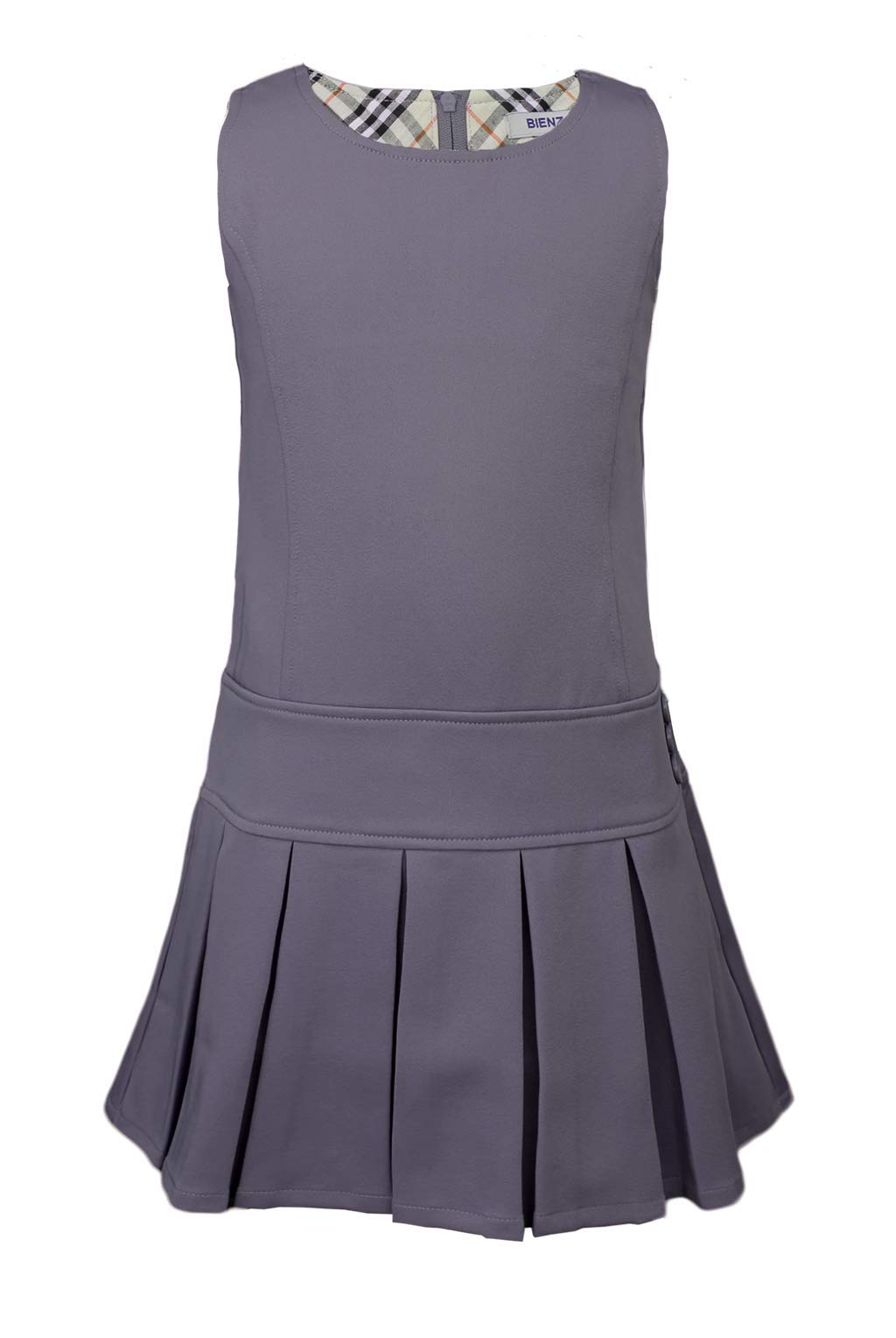 Bienzoe Girls School Uniform Jumper - Stretch Pleated Knee-Length Sleeveless Dress for Kids | Durable & Comfortable School Outfit for Classroom, Church & Special Occasions
