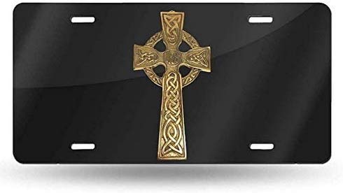 Celtic Cross License Plate Frame 6x12 Inch - Decorative Front Car Tag for Irish Heritage & St. Patrick's Day - Perfect for Cars, Trucks & Motorcycles