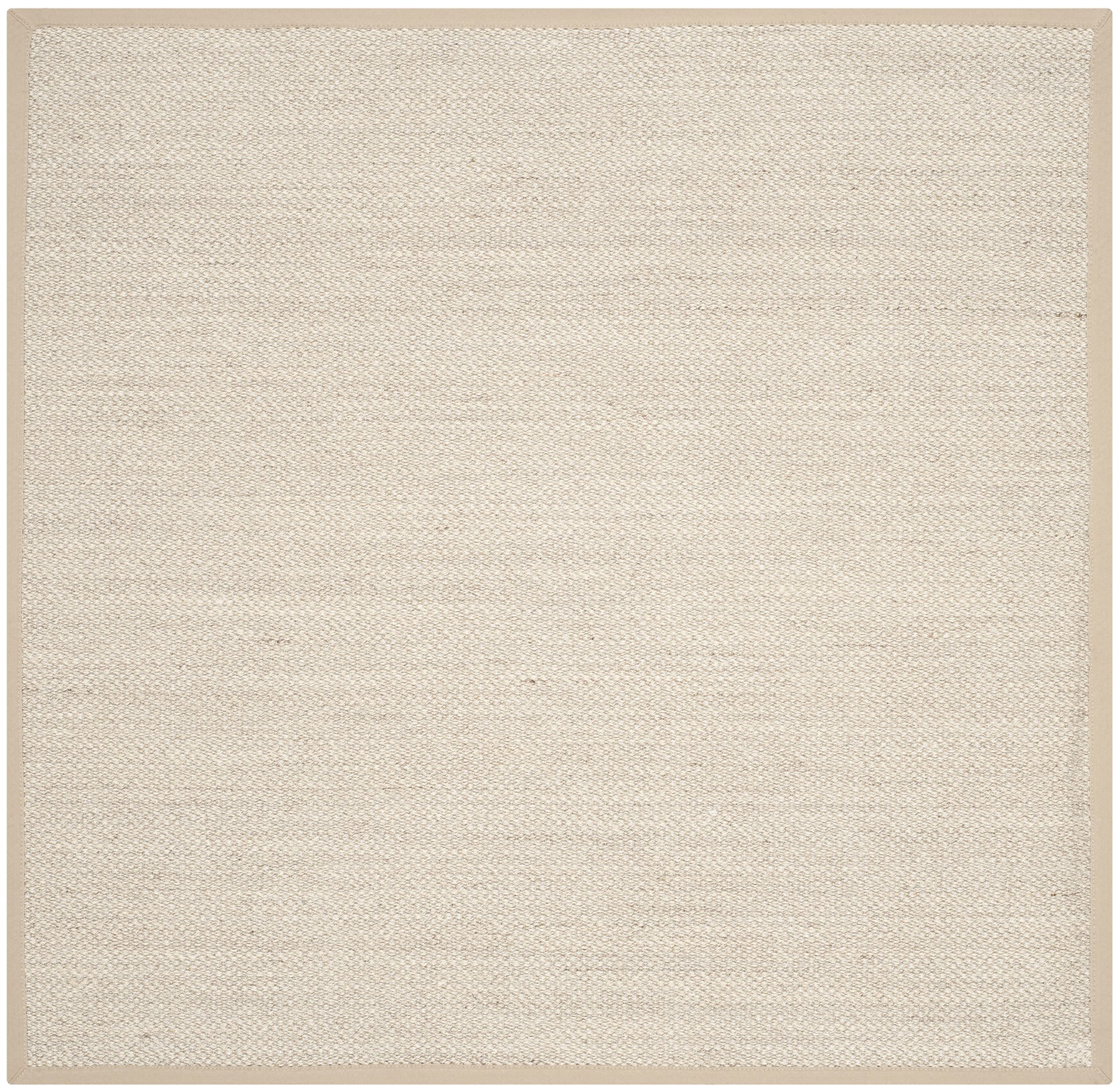 SAFAVIEH Natural Fiber Collection 8'x8' Square Marble & Linen Border Sisal Area Rug - Perfect for Living Room, Bedroom, or Office Decor