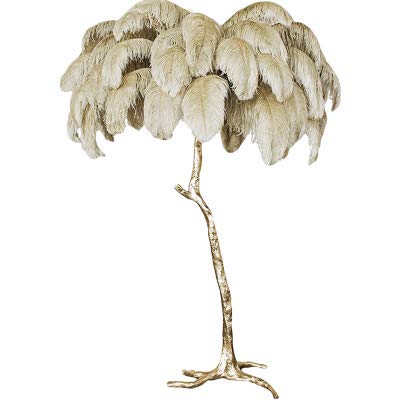 Modern Luxury Real Ostrich Feather Gold Floor Lamp - 63
