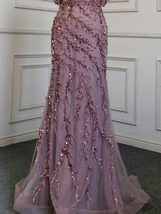 Elegant Muslim Blue Boat Neck Mermaid Evening Dress with Beaded Details - Long Luxury Formal Gown for Celebrity Events, Weddings & Special Occasions - Serene Hill Collection LA71653C