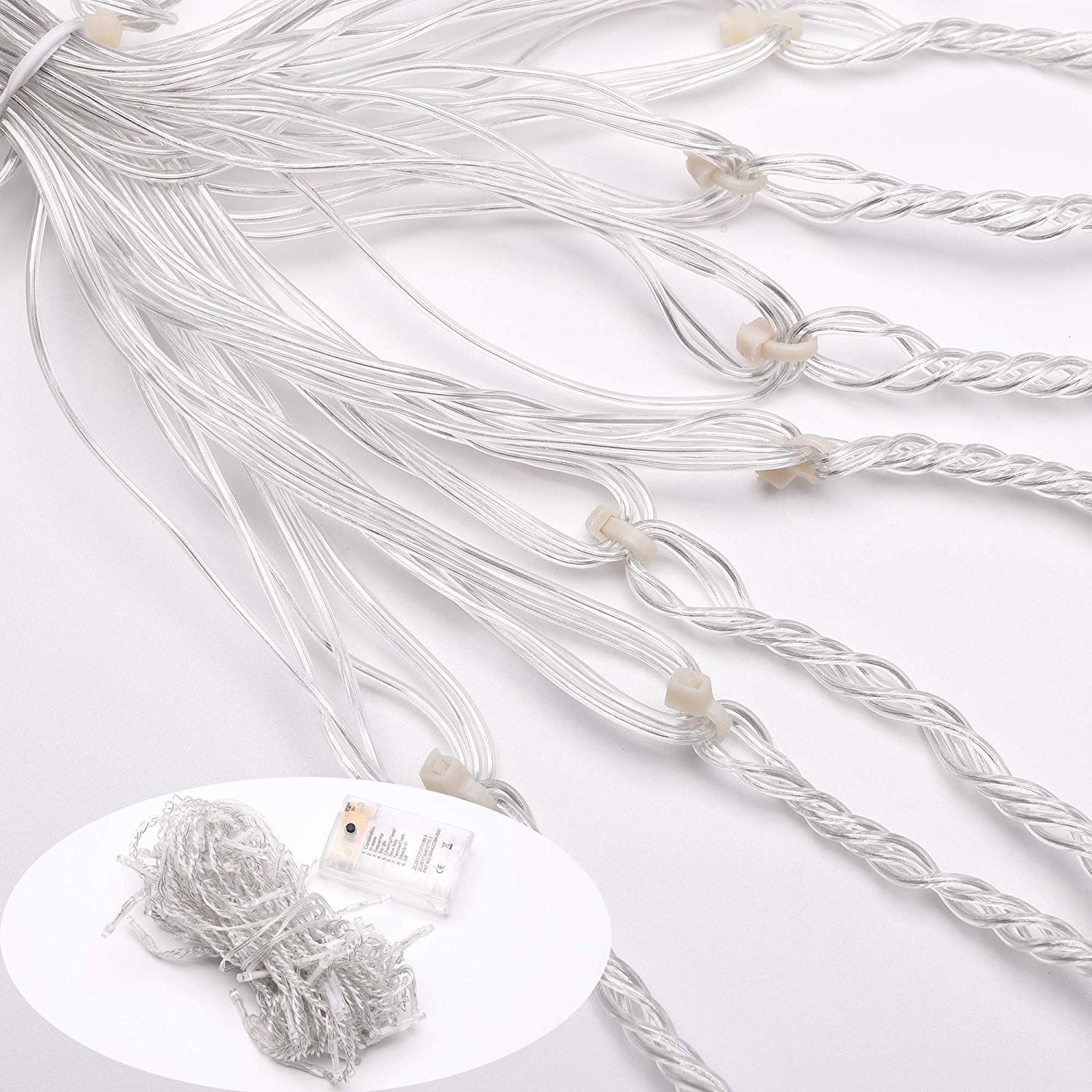 90 LED Icicle Lights - 10 ft Waterproof Fairy String Lights with Remote Control & 8 Modes (USB/Battery Powered) for Indoor/Outdoor Holiday Decorations, Christmas Tree, Party, Wedding & Window Decoration (Warm White)