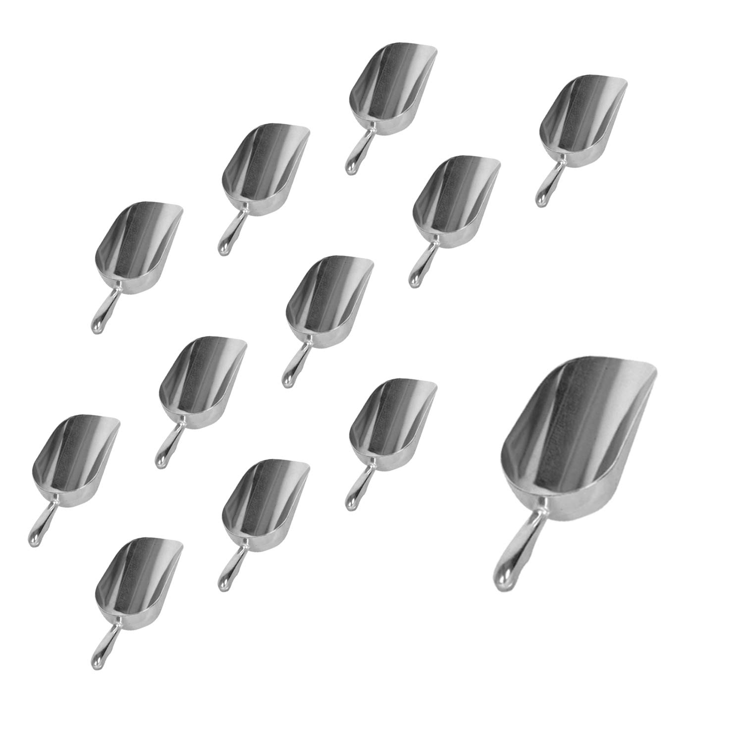 Premium Aluminum Measuring Scoops Set - 12 Pack (12 Oz) for Baking, Candy, Pet Food & Coffee - Durable Kitchen & Cooking Utensils for Precise Measuring
