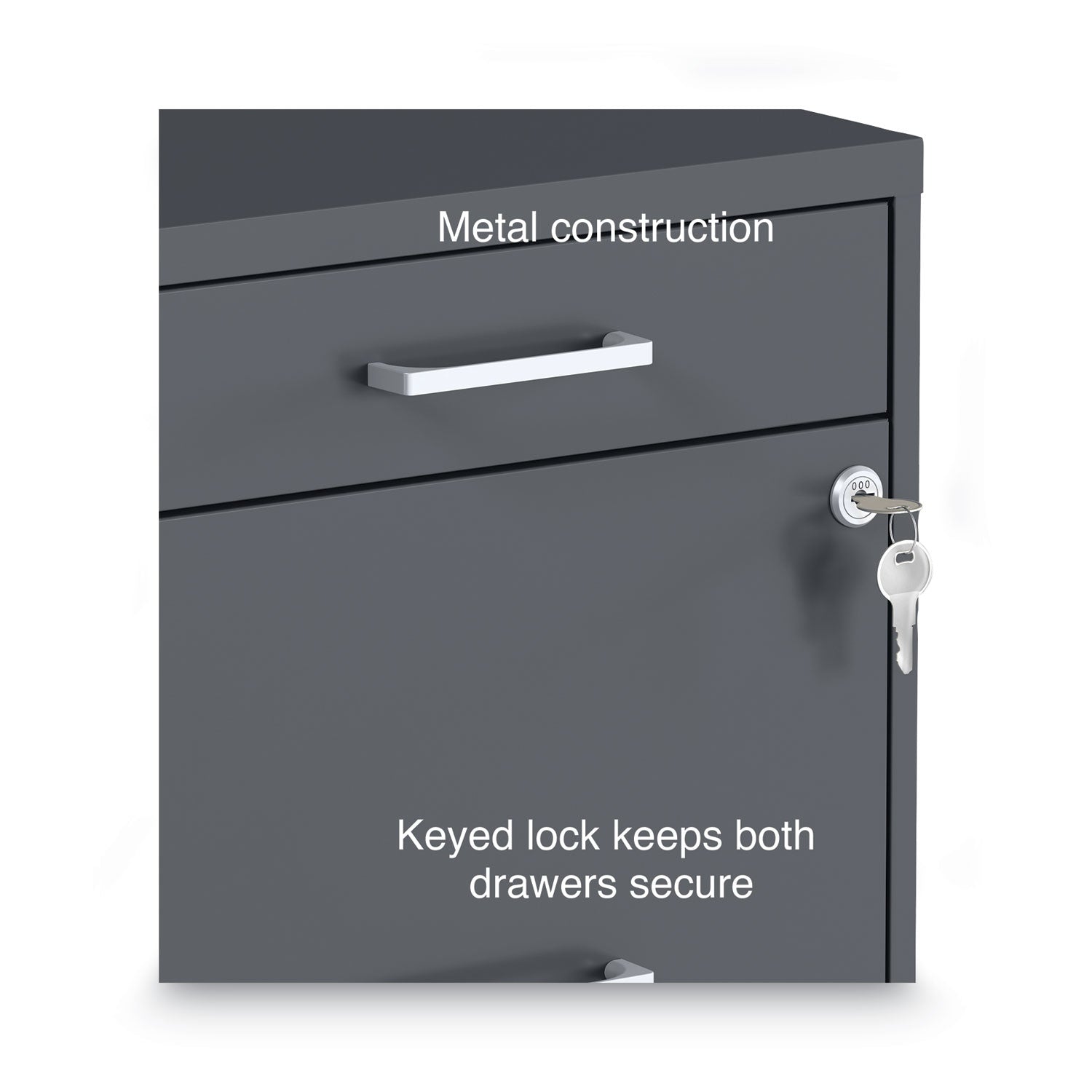 Alera Soho 3-Drawer Vertical File Cabinet - Letter Size, Charcoal Finish, 14