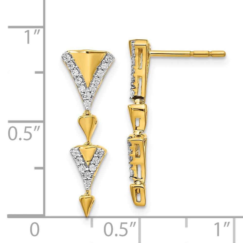 18K Gold Diamond Dangle Earrings for Women - Elegant Fancy Post Drop Earrings EM3901 020 YA - Perfect for Parties, Weddings & Special Occasions