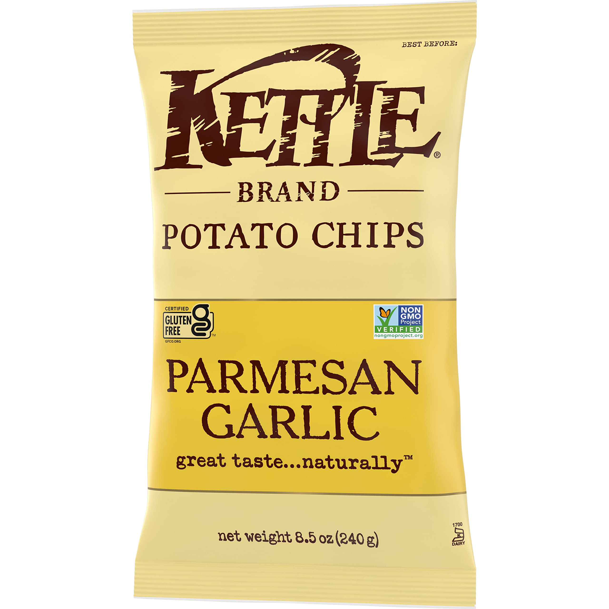 Kettle Brand Parmesan Garlic Kettle Cooked Potato Chips - 8.5 Oz Bag | Crunchy Snack for Parties, Picnics & Movie Nights