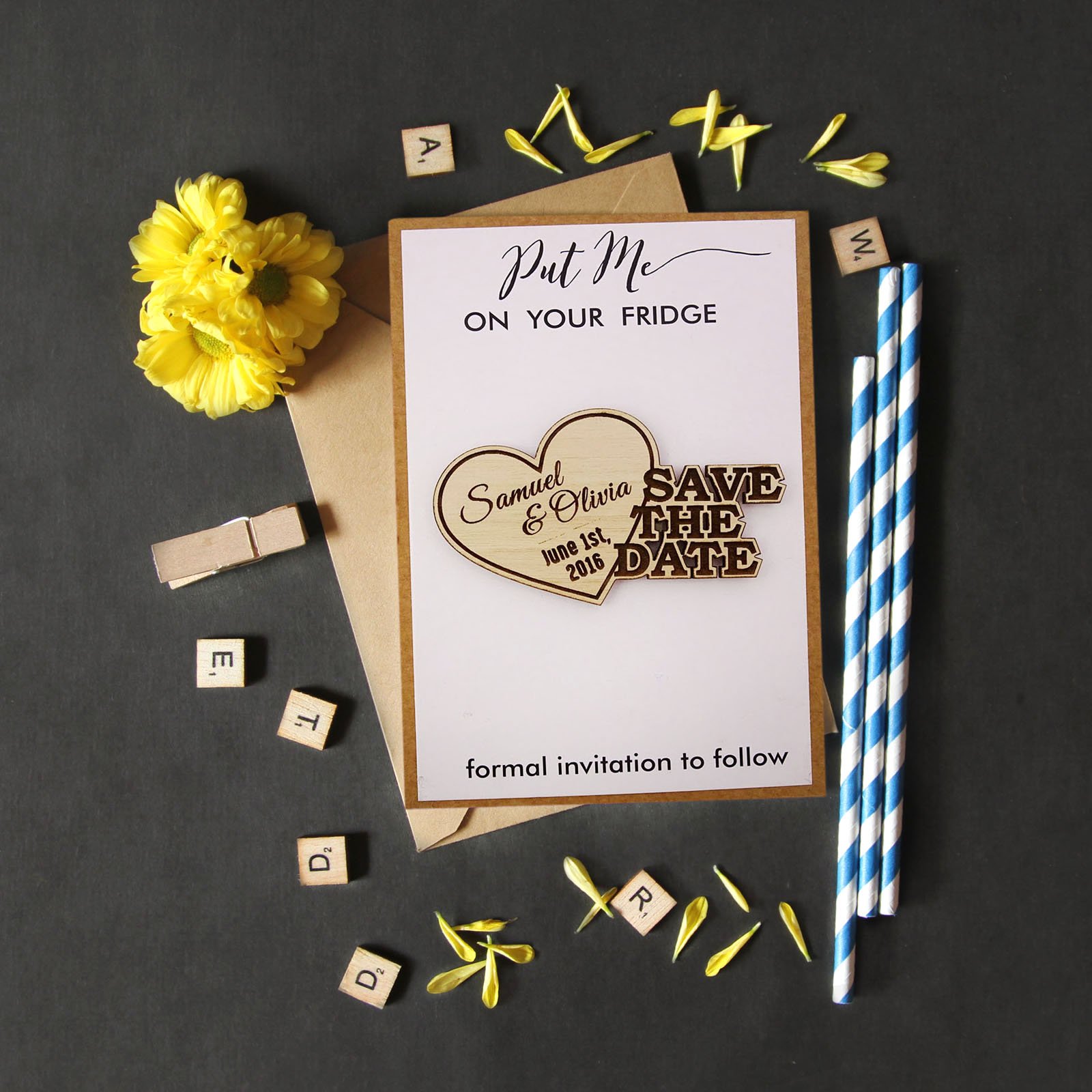 50 Personalized Rustic Wedding Save The Date Magnets with Envelopes - Unique Wedding Favors for Bridal Showers, Rehearsal Dinners & Guest Gifts