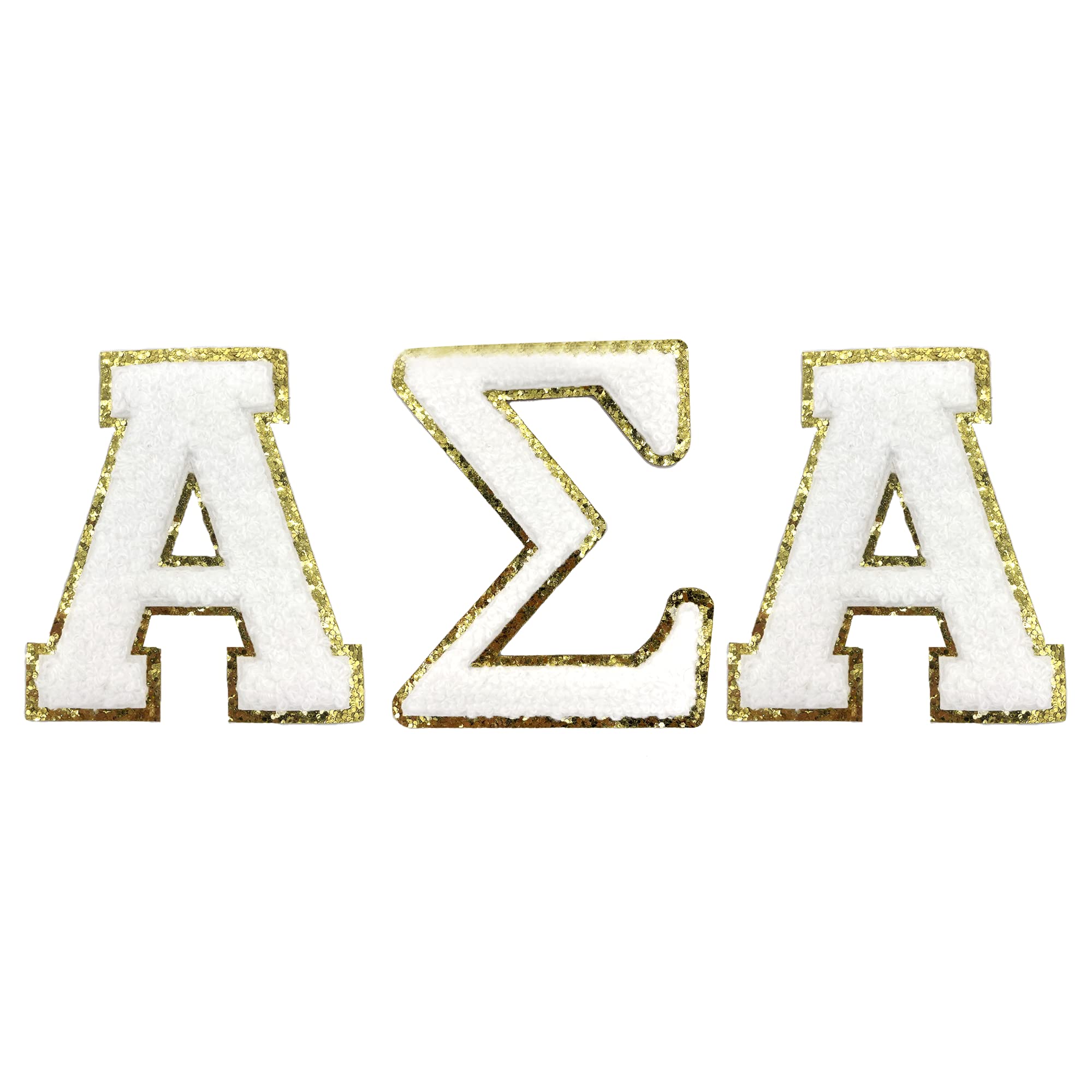 Alpha Sigma Alpha Iron-On Greek Letter Chenille Patch Set - Sorority Apparel Accessories for Jackets, Bags & DIY Crafts - Perfect for Greek Life Events, College Spirit & Custom Clothing