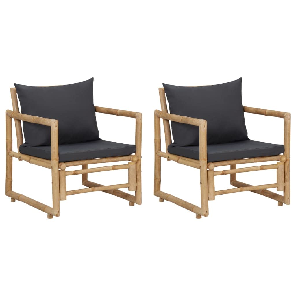 **2-Piece Bamboo Patio Chairs with Cushions – Weather-Resistant Outdoor Furniture for Garden, Deck, Balcony, Backyard & Poolside – Perfect for Relaxing & Entertaining**