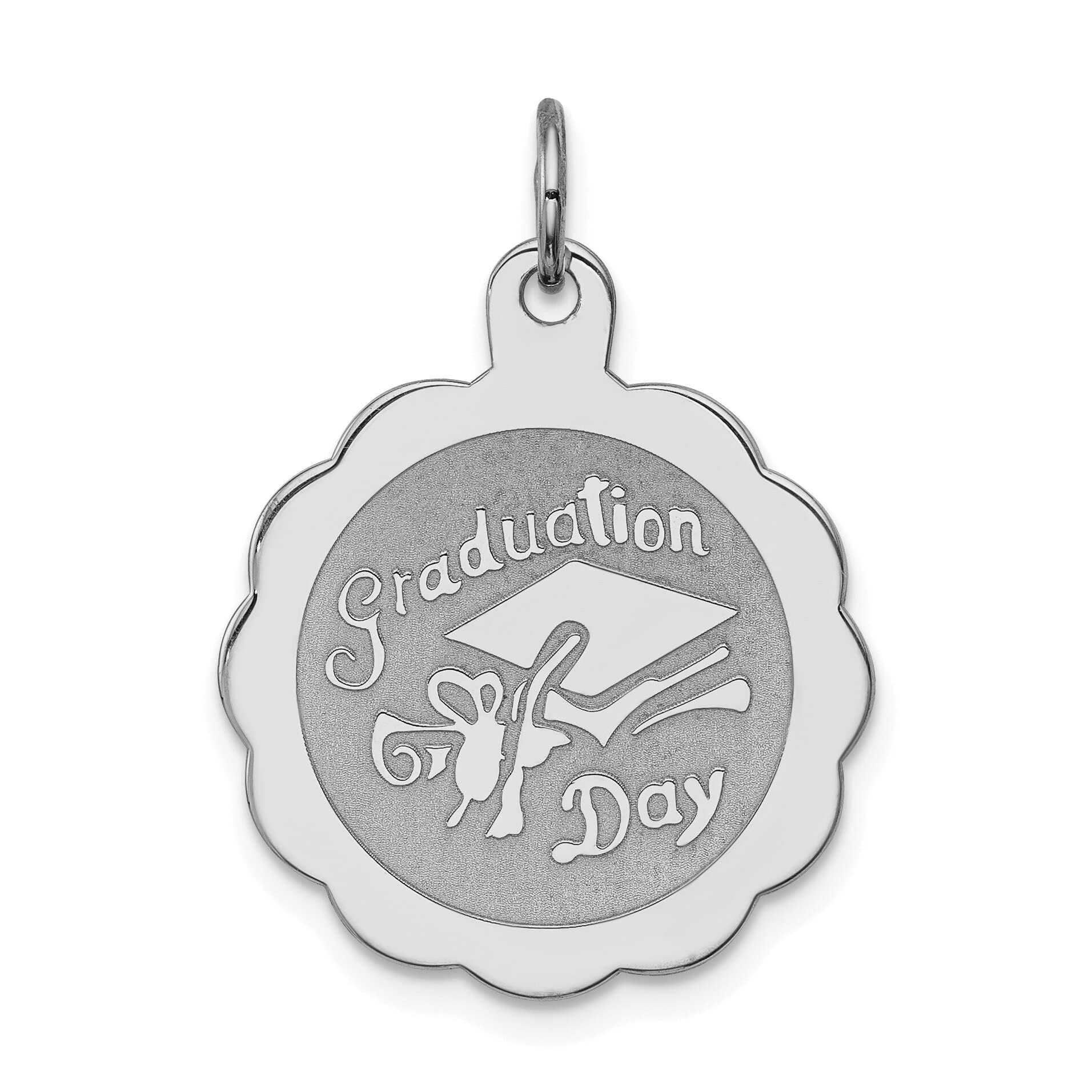 FindingKing Sterling Silver Graduation Day Disc Charm & 18