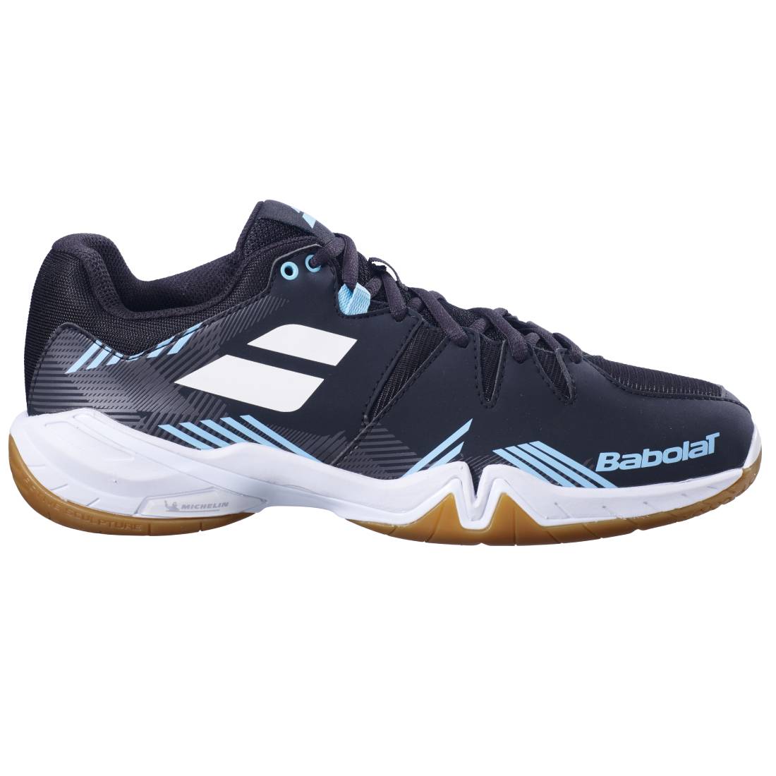 Babolat Shadow Spirit Men's Indoor Court Shoes - Lightweight Tennis Shoes for Badminton & Squash (Black/Light Blue) | Perfect for Indoor Sports & Gym Training