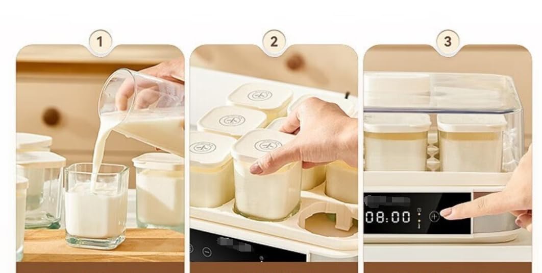 Probiotic Yogurt Maker with Adjustable Temperature & Timer - 9 Glass Jars with Lids - Live Cultures for Gut Health - Ideal Kitchen Appliance for Homemade Yogurt, Smoothies & Healthy Breakfasts - Perfect Gift for Men & Women