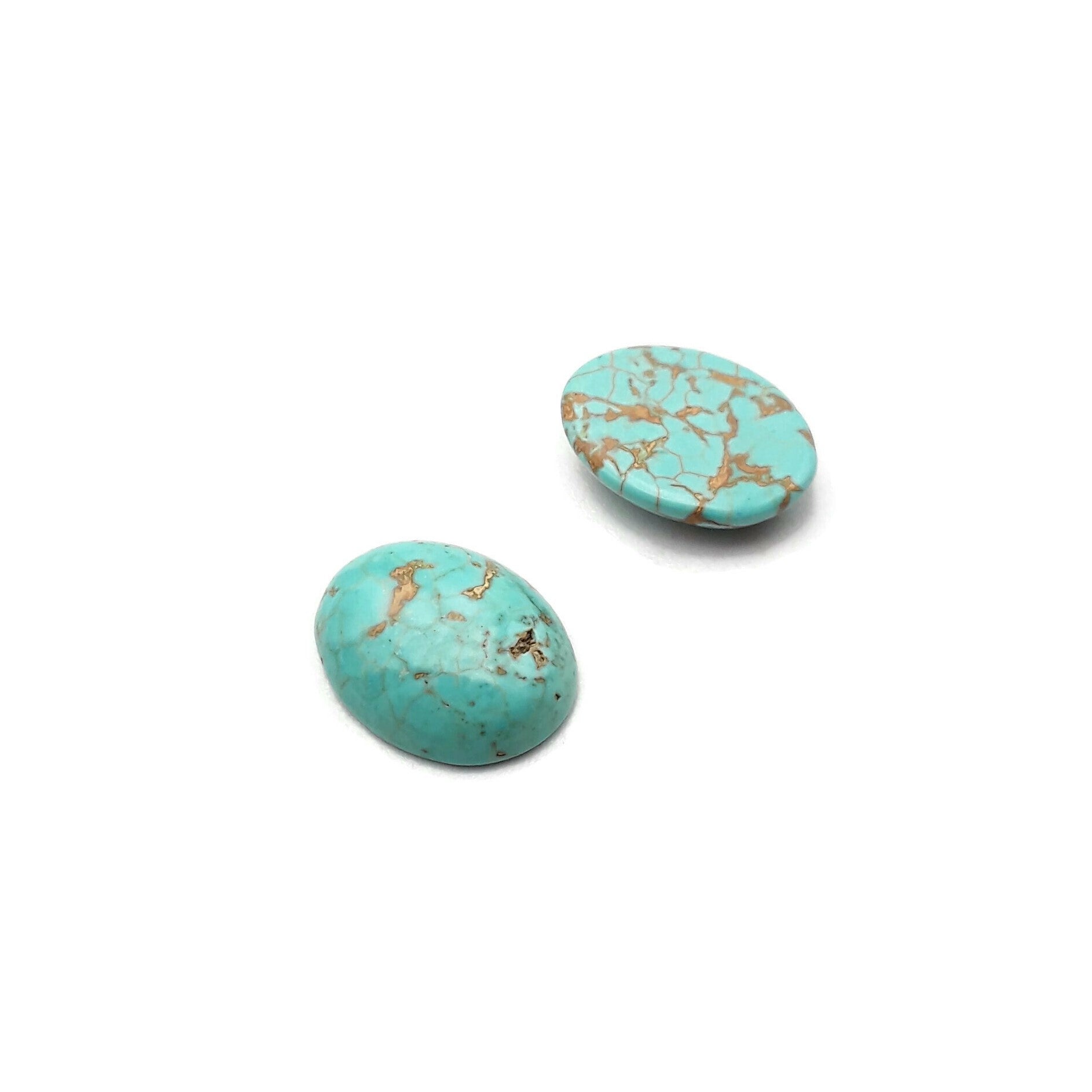 Natural Blue Howlite Turquoise Oval Cabochons - 12x16mm (20pcs/Bag) for Jewelry Making, Wire Wrapping & DIY Crafts