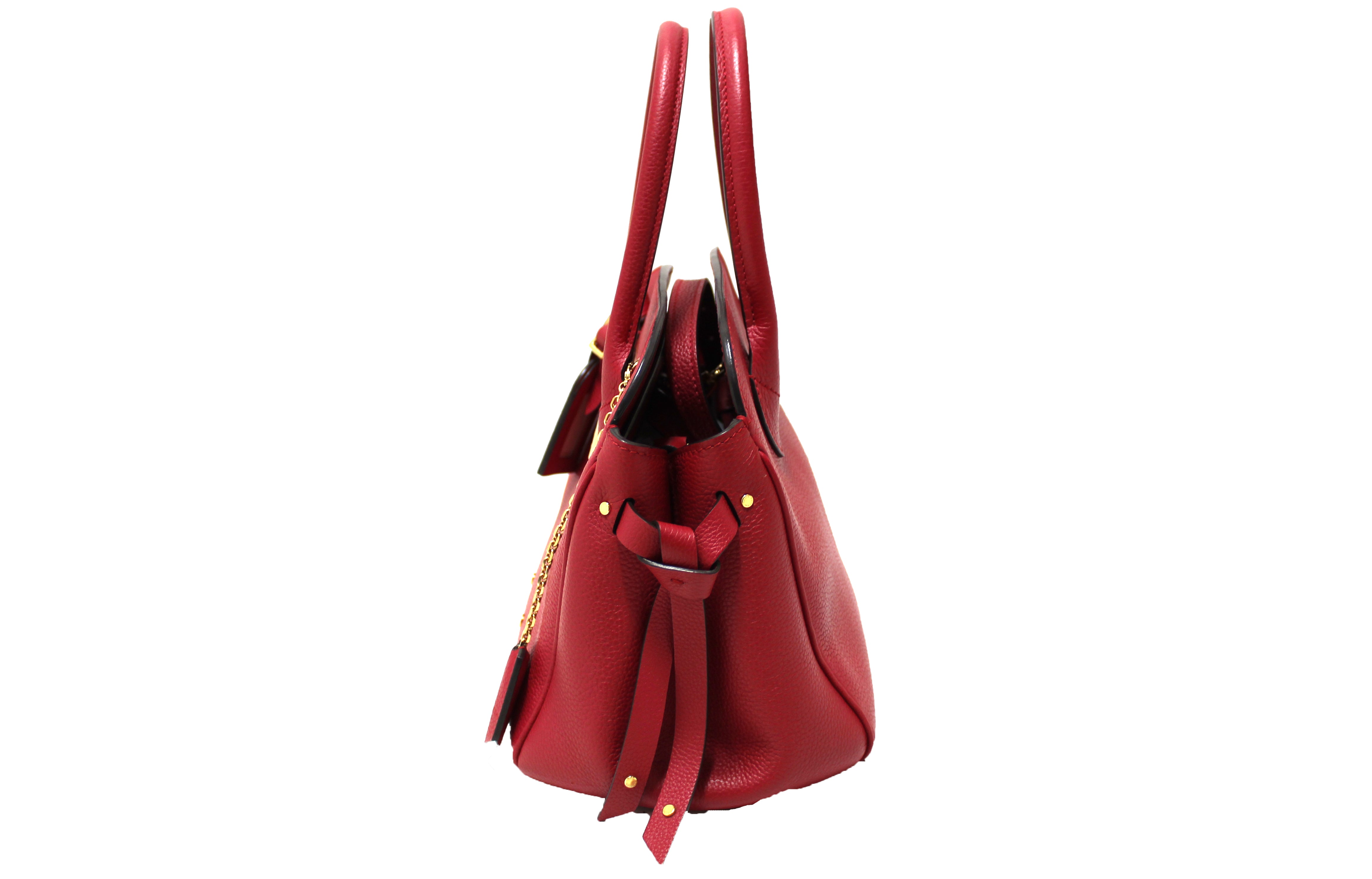 Authentic Louis Vuitton Carmine Red Veau Nuage Leather Milla PM Handbag - Luxury Crossbody Purse for Women, Perfect for Date Night & Special Occasions